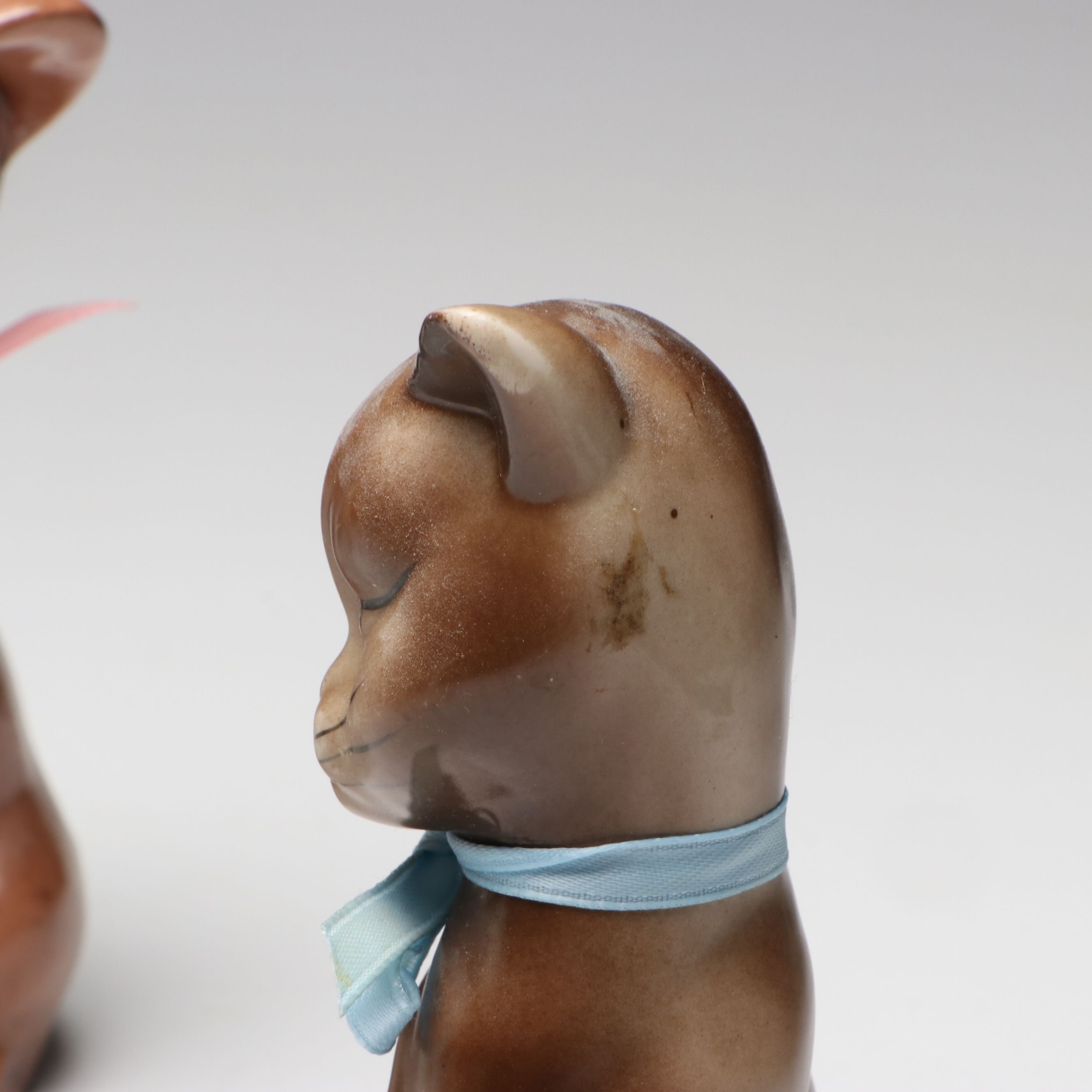 M. Okazaki Porcelain Sleeping Cat, Cast Iron Cat Doorstop and More Cat Figures