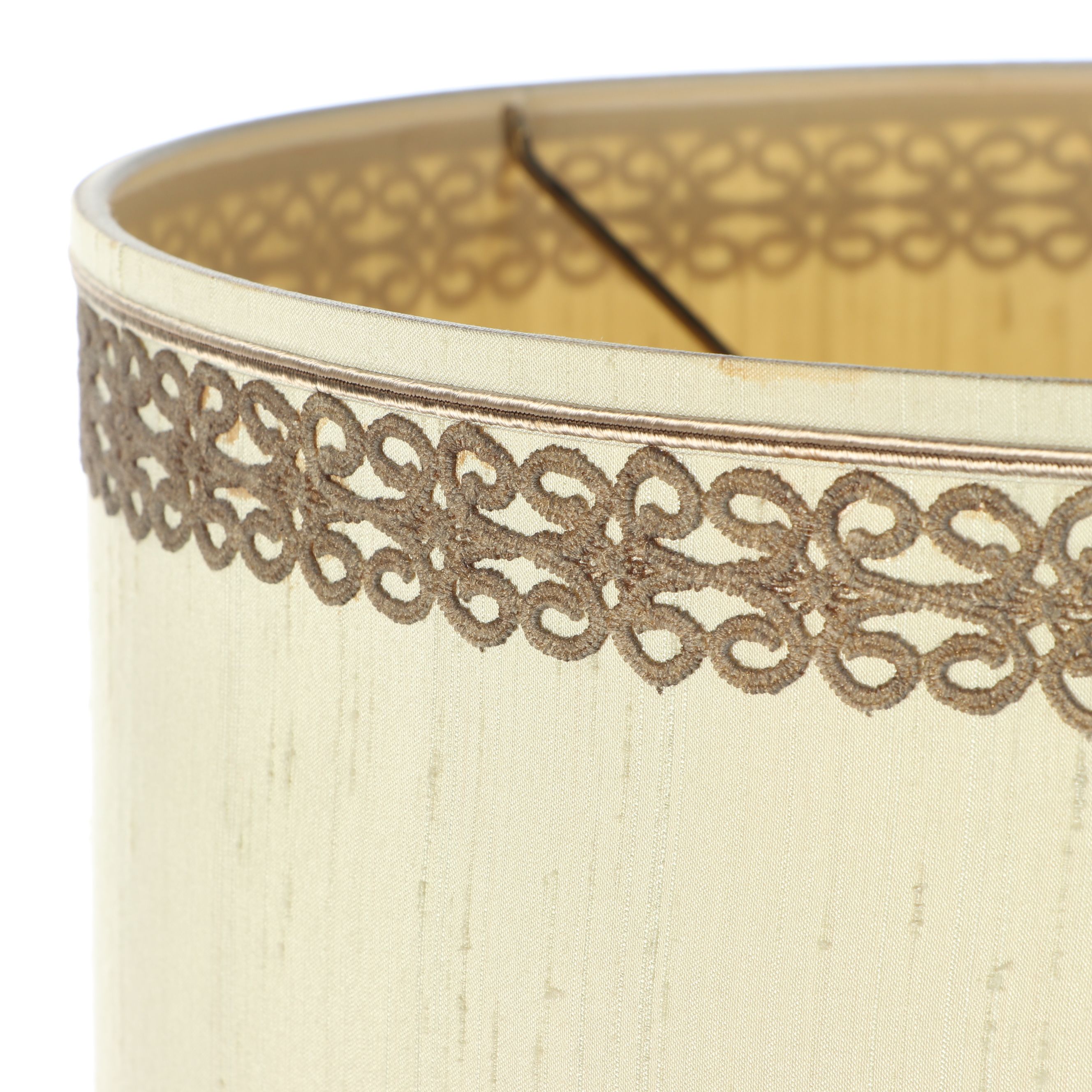 Brass and Metal Pillar Torchiere Table Lamp with Drum Shade, Vintage