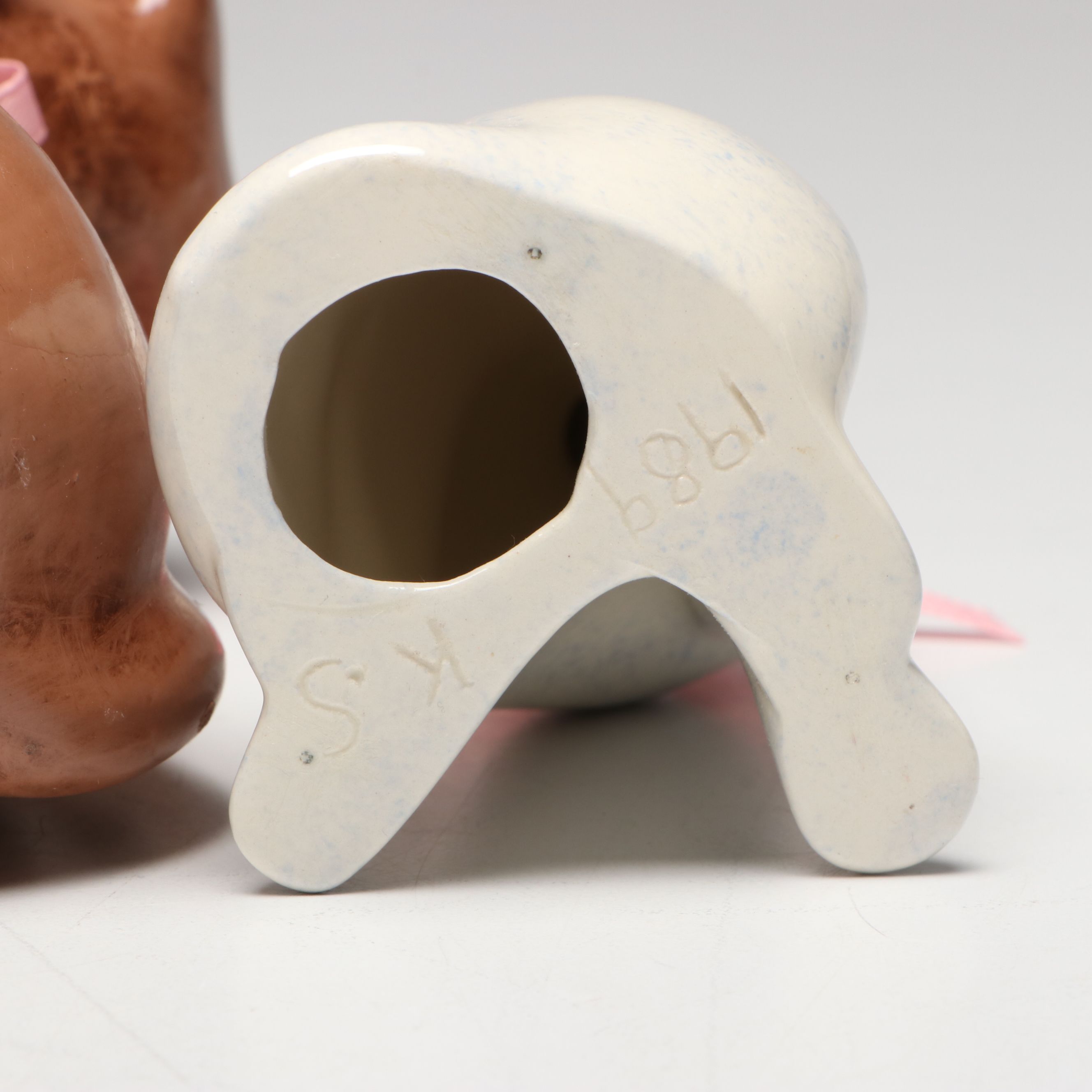 M. Okazaki Porcelain Sleeping Cat, Cast Iron Cat Doorstop and More Cat Figures