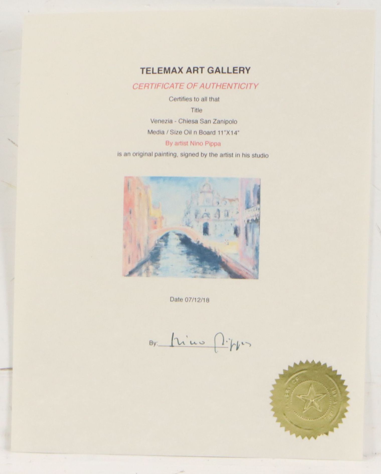 Nino Pippa Oil Painting "Venezia - Chiesa San Zanipolo," 2018