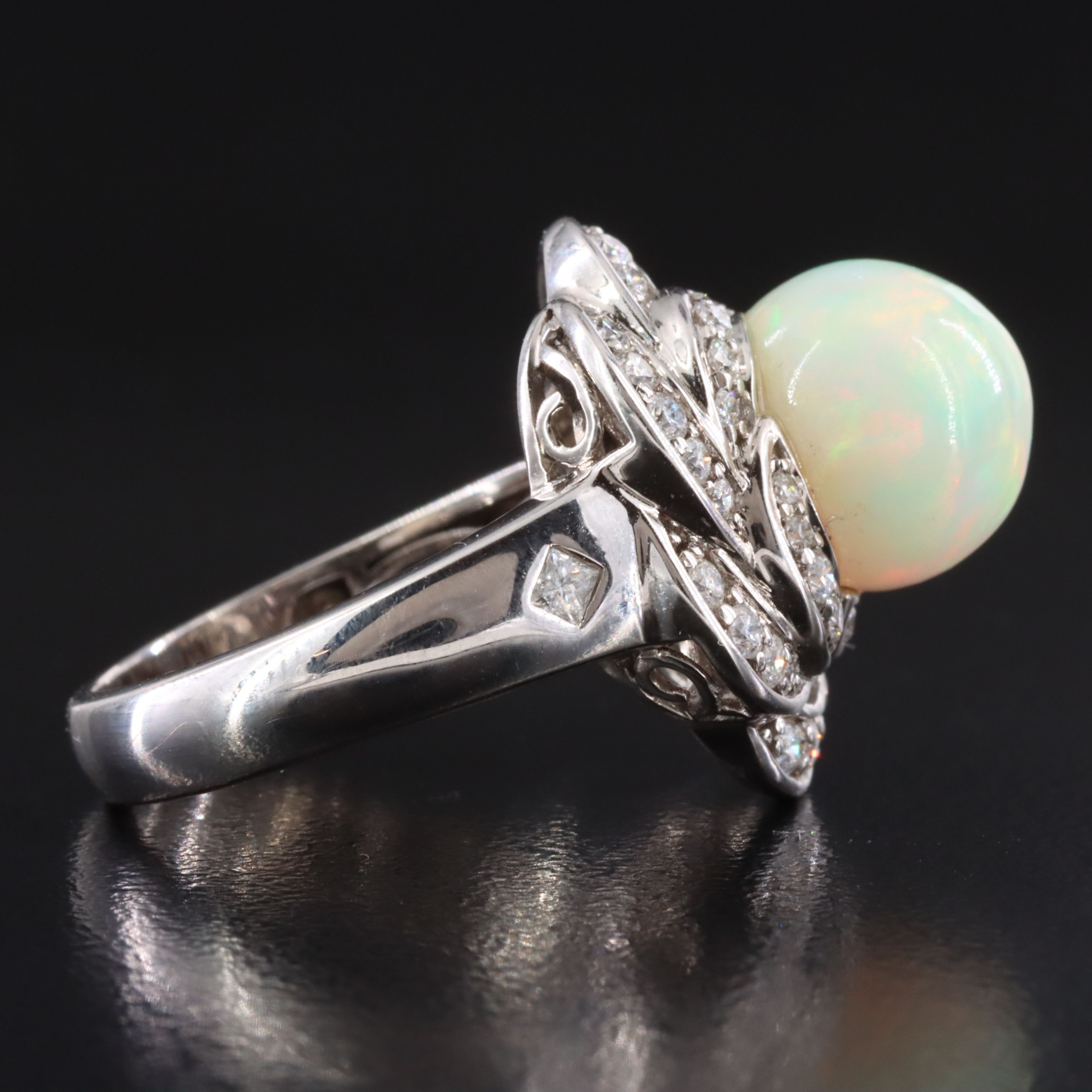 Chromia 18K Opal and Diamond Flower Ring
