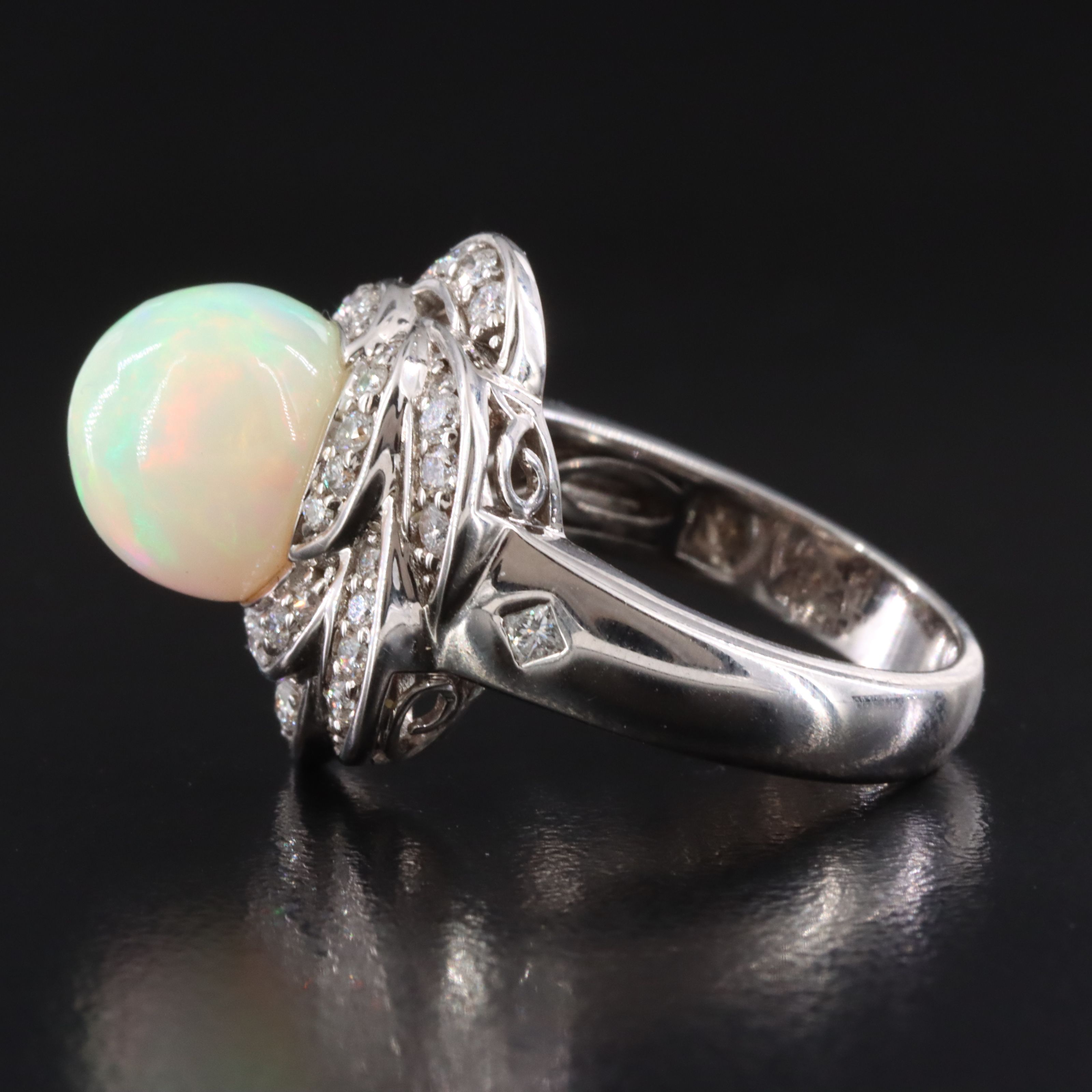 Chromia 18K Opal and Diamond Flower Ring