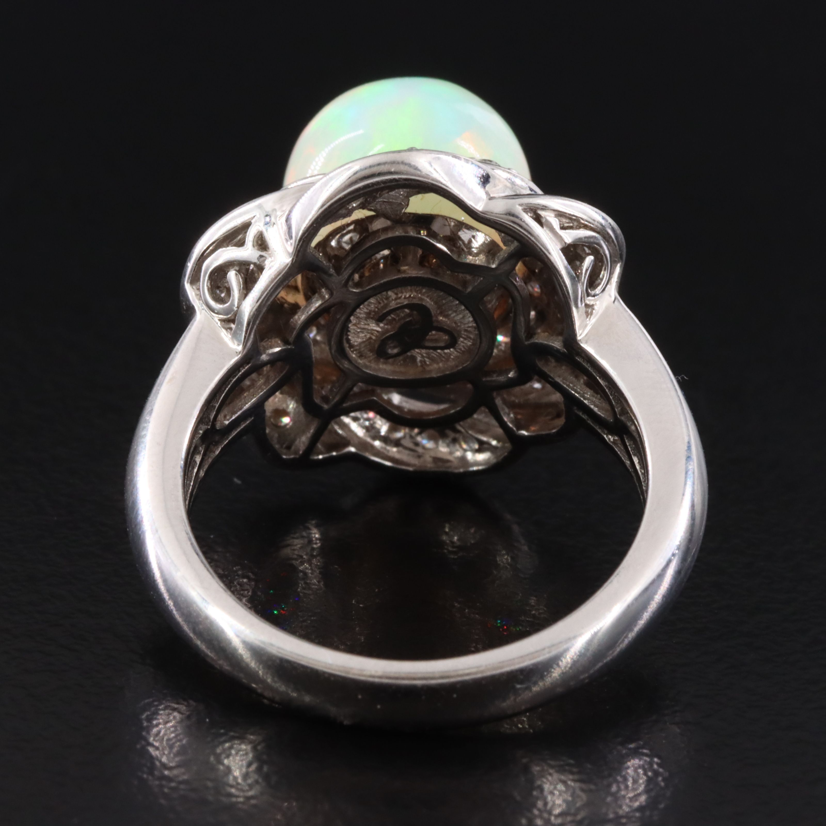 Chromia 18K Opal and Diamond Flower Ring