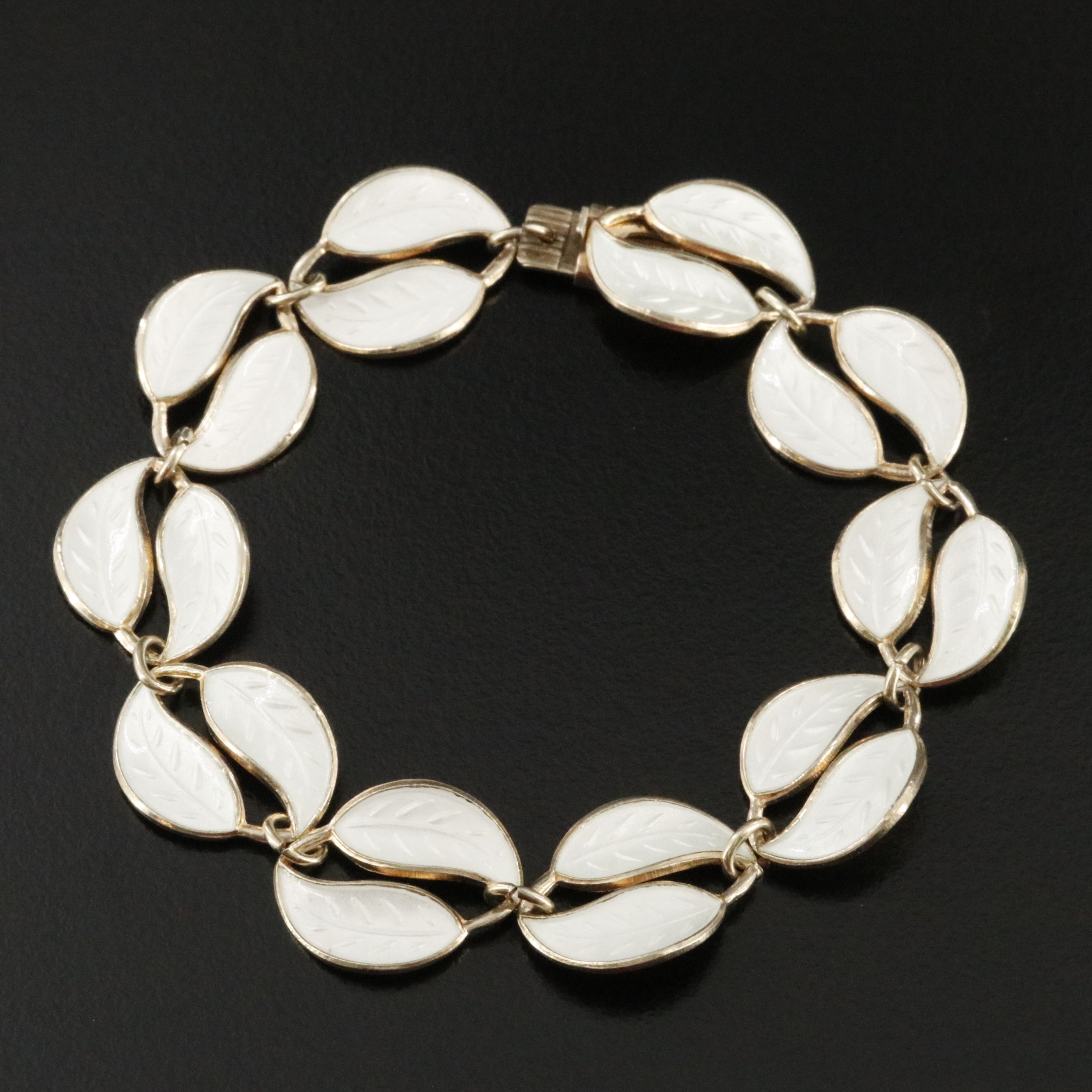 David Andersen Sterling Enamel Leaf Bracelet