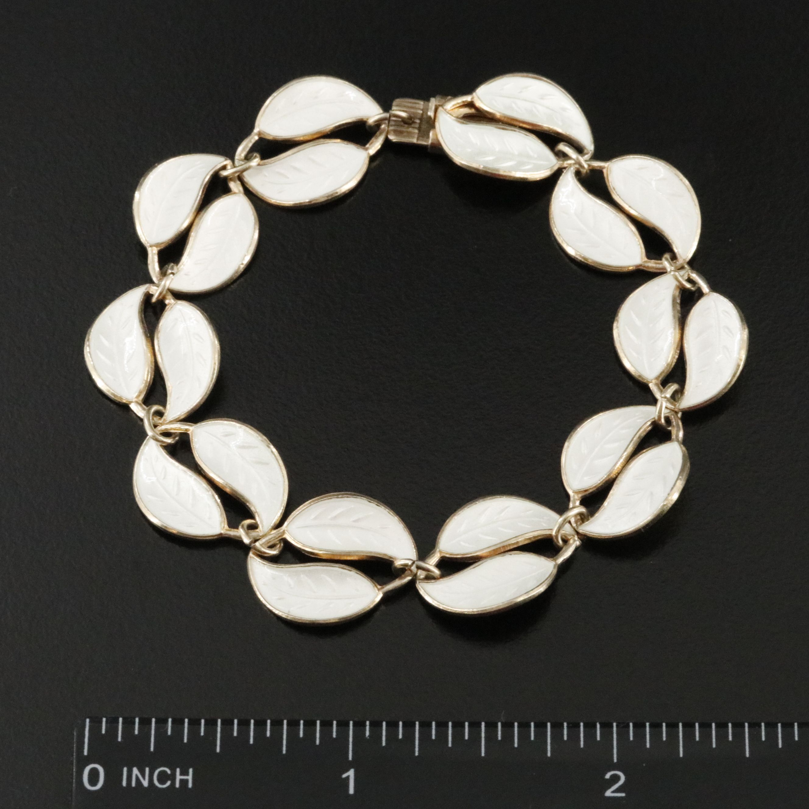 David Andersen Sterling Enamel Leaf Bracelet