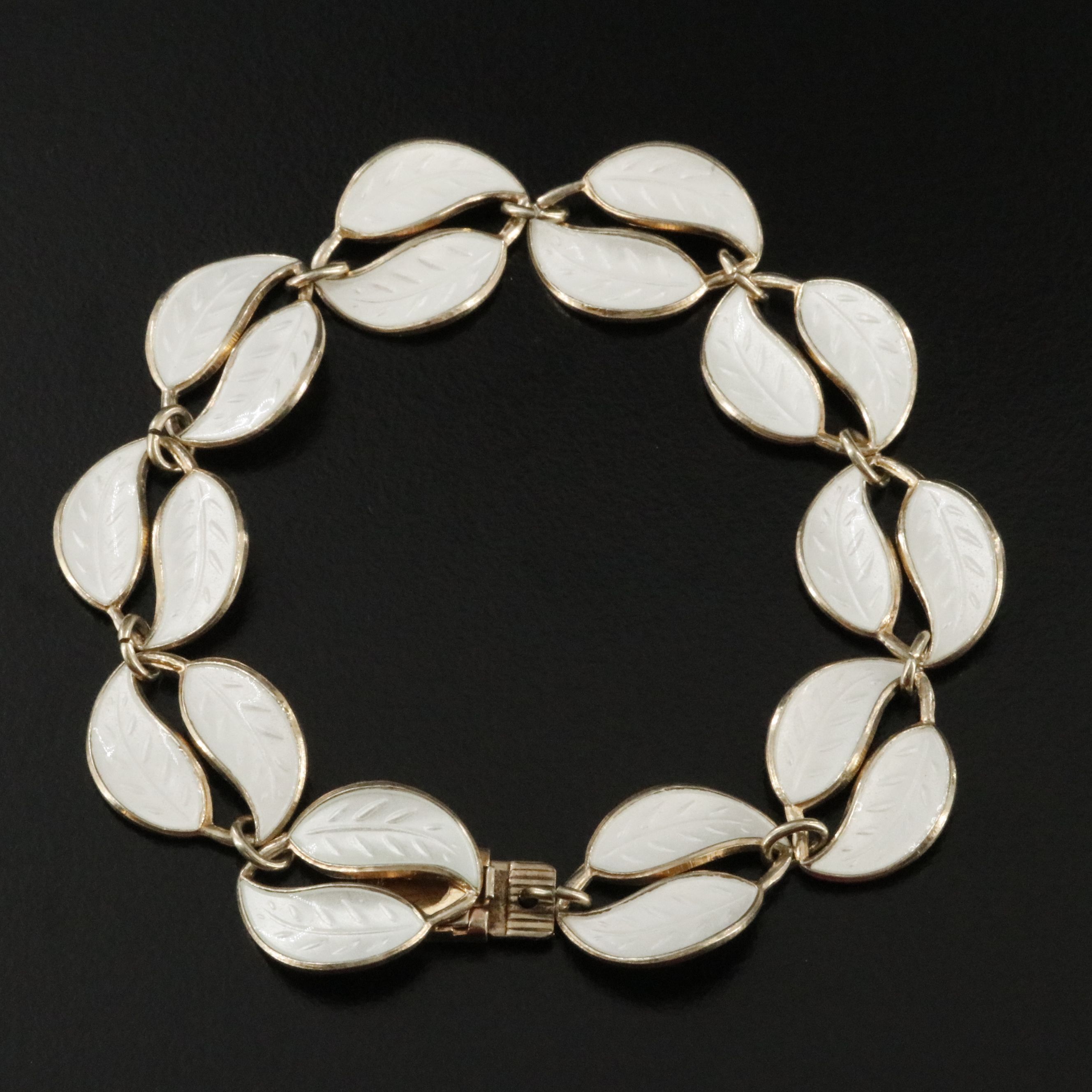 David Andersen Sterling Enamel Leaf Bracelet