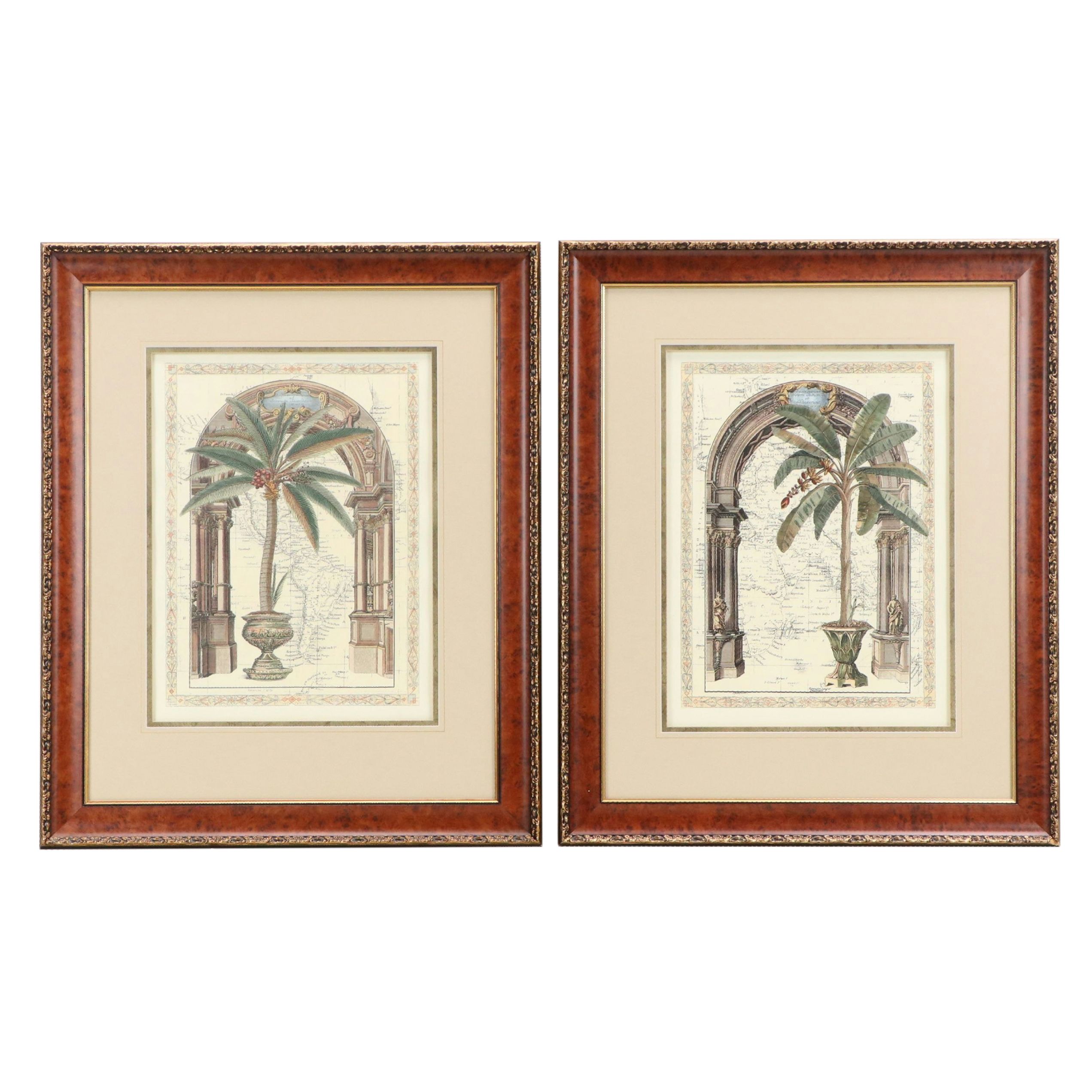 Hand-Colored Collotypes of Architectural Elements and Palms
