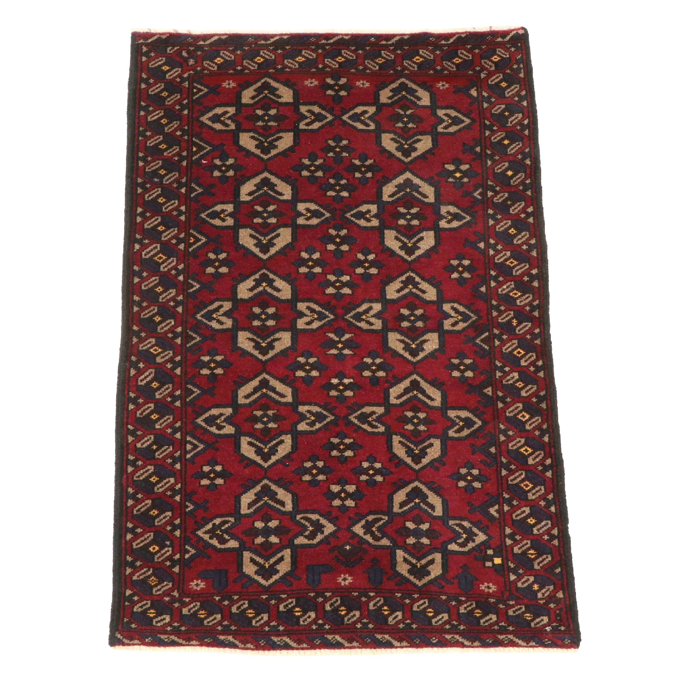 2'11 x 4'7 Hand-Knotted Afghan Baluch Accent Rug