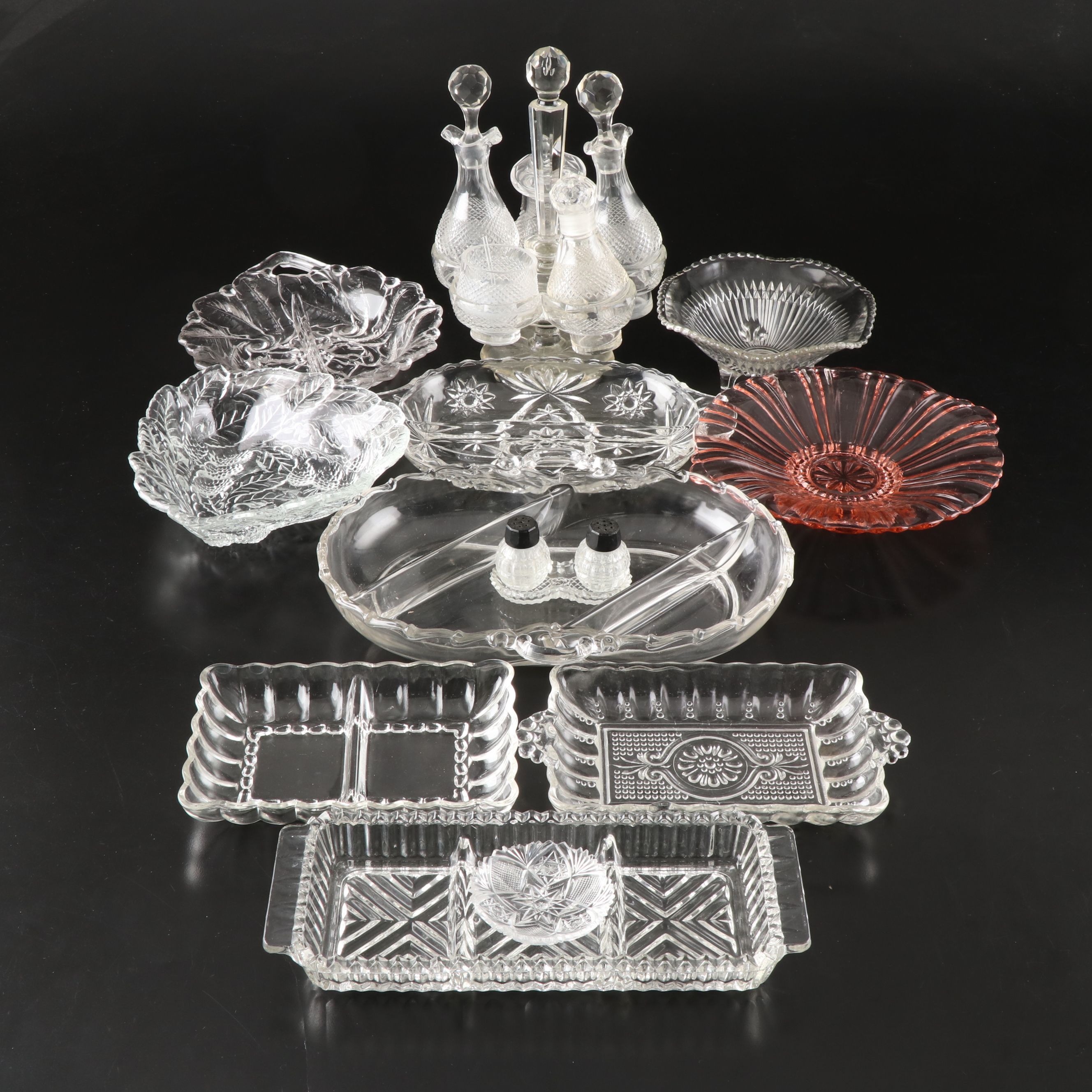 Fostoria "Century" 3-Part Relish with More Divided Dishes and Serveware