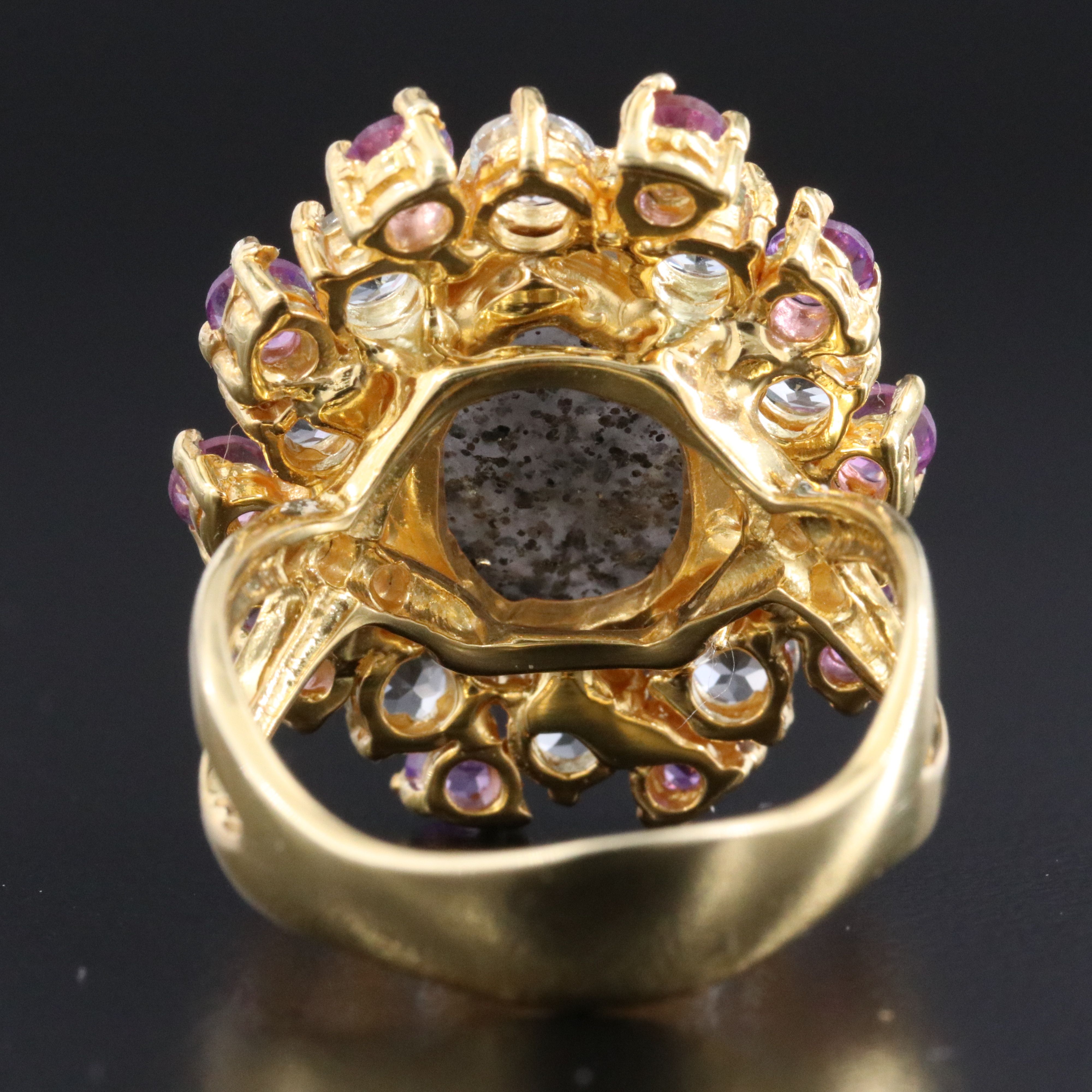 Sterling Quartz, Topaz and Amethyst  Ring