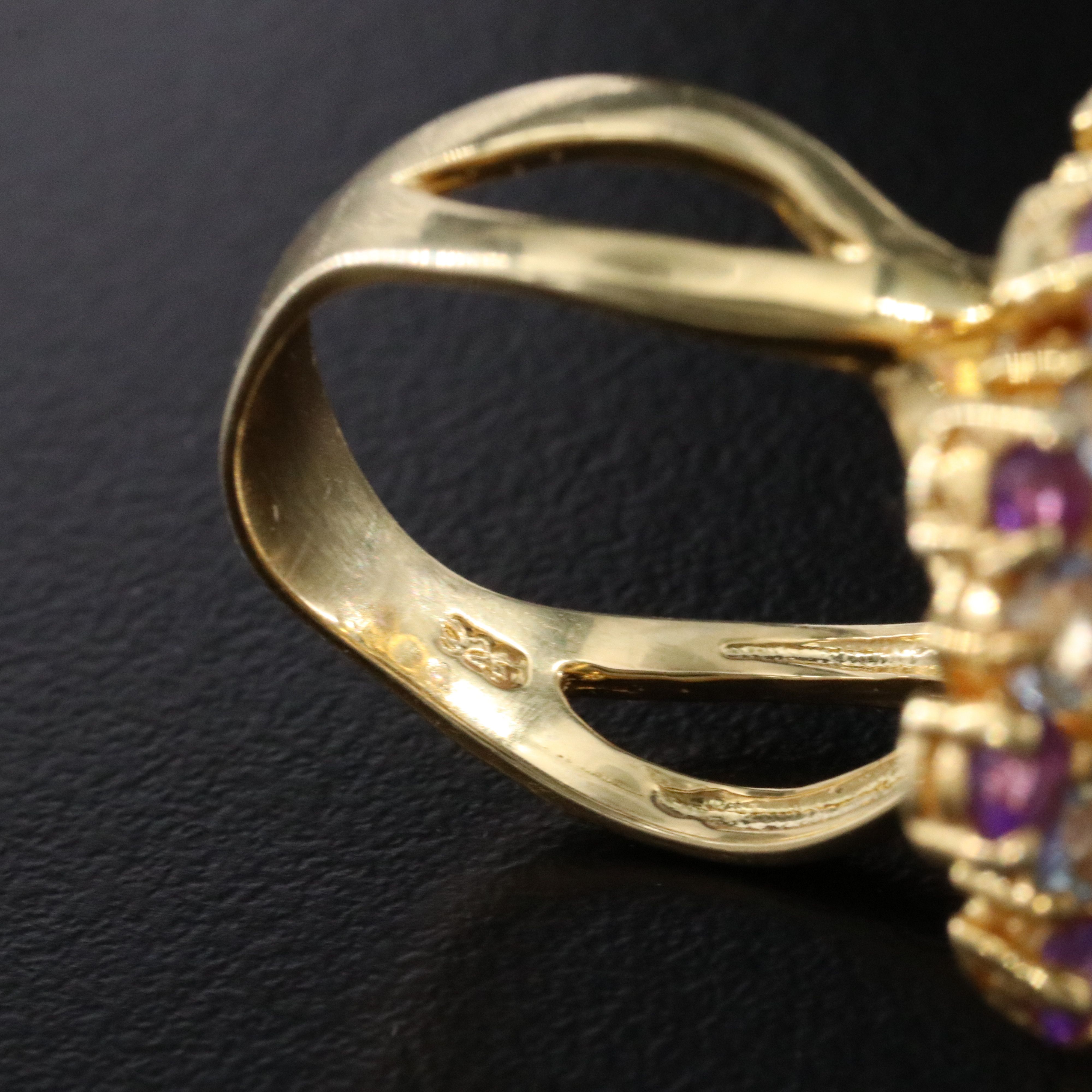 Sterling Quartz, Topaz and Amethyst  Ring