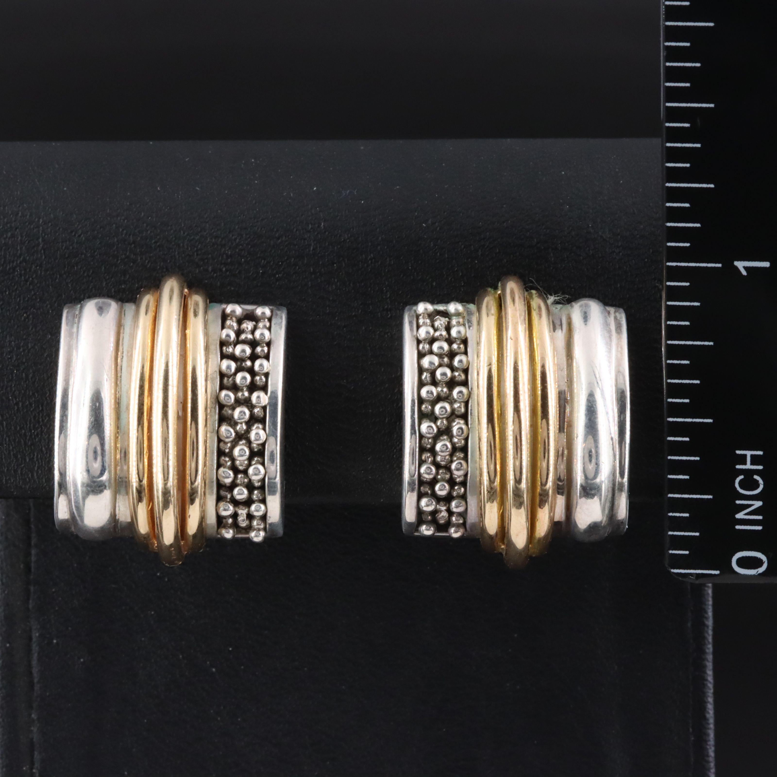 Sterling Drop Earrings with Granulation