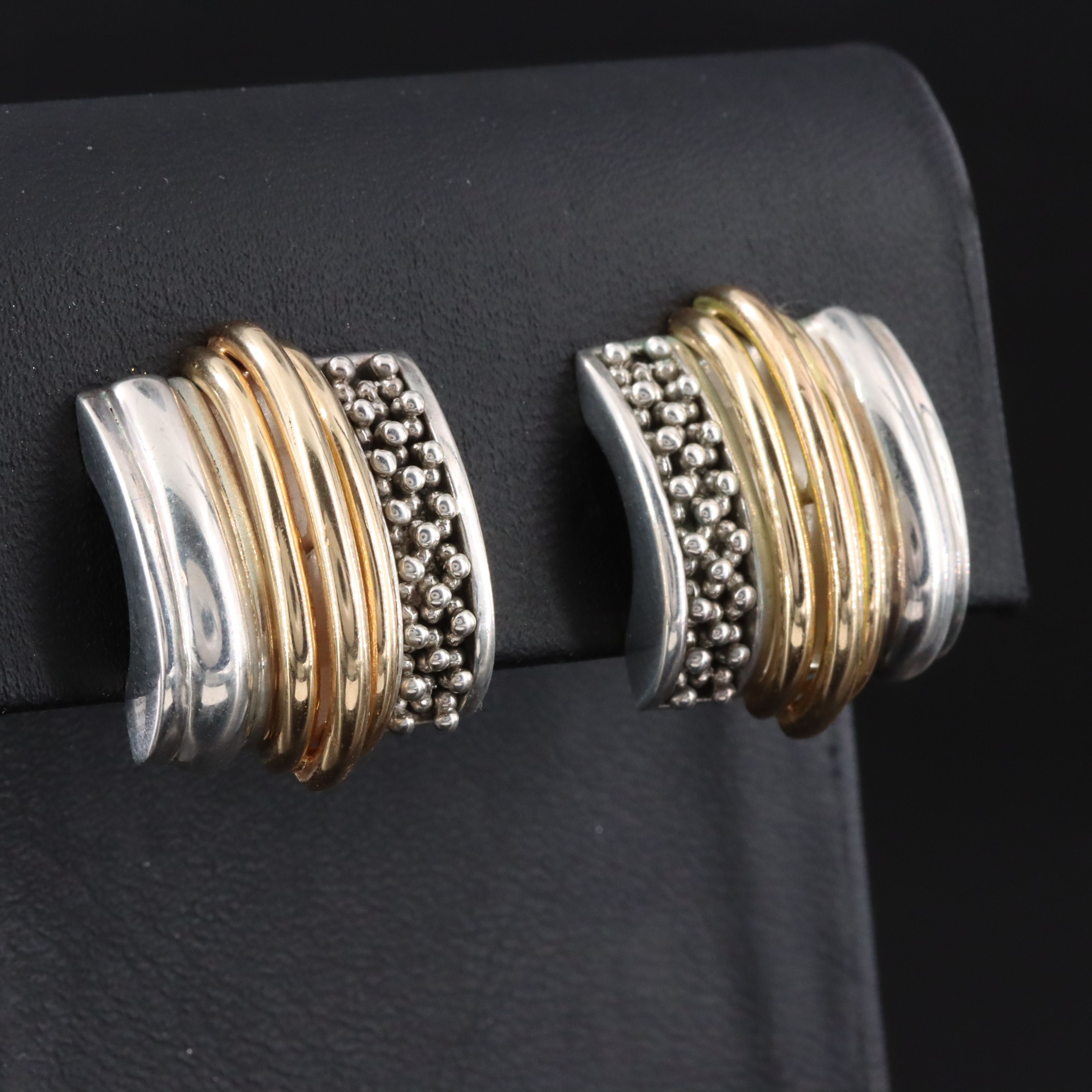 Sterling Drop Earrings with Granulation