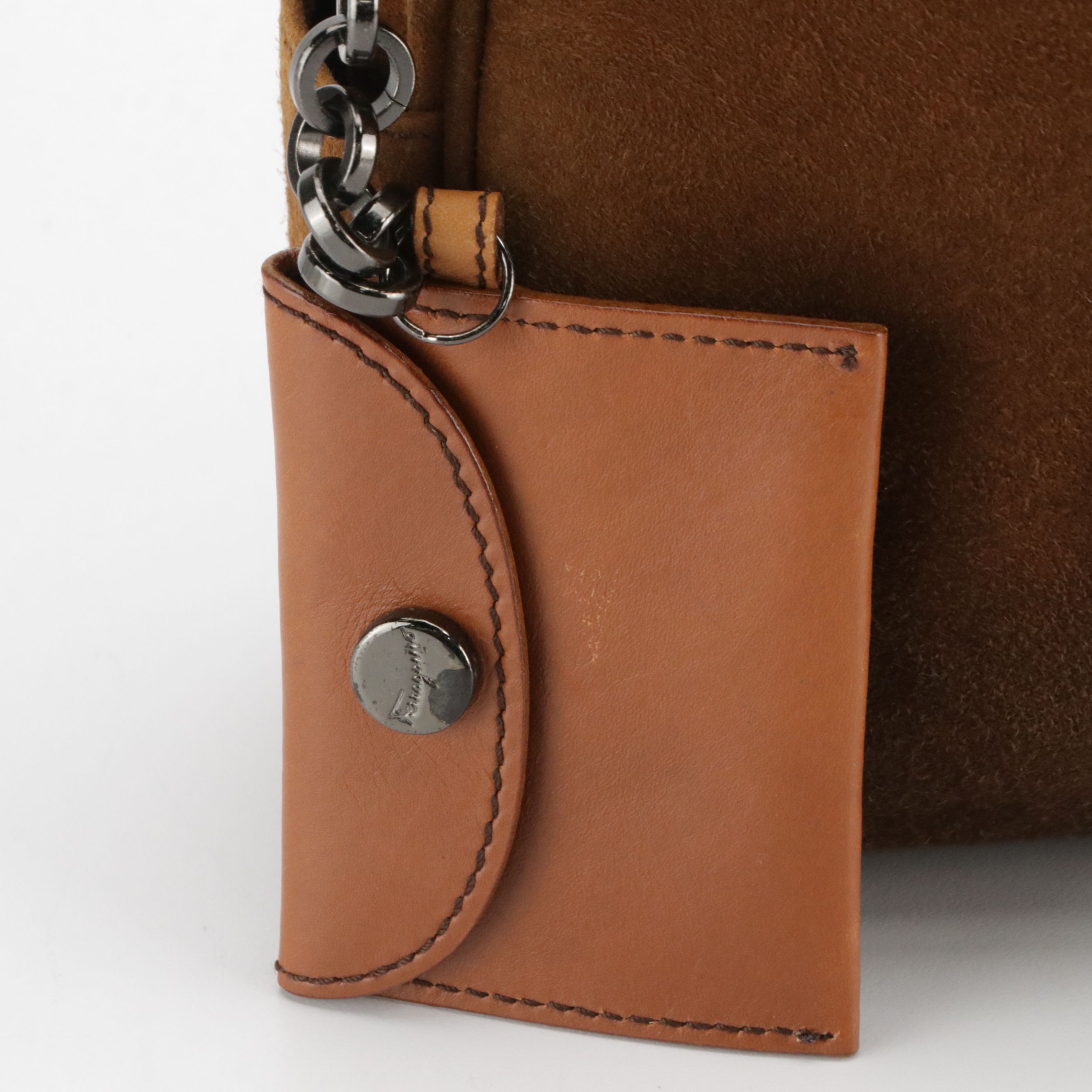 Salvatore Ferragamo Two-Way Bag in Brown Suede and Calfskin Leather