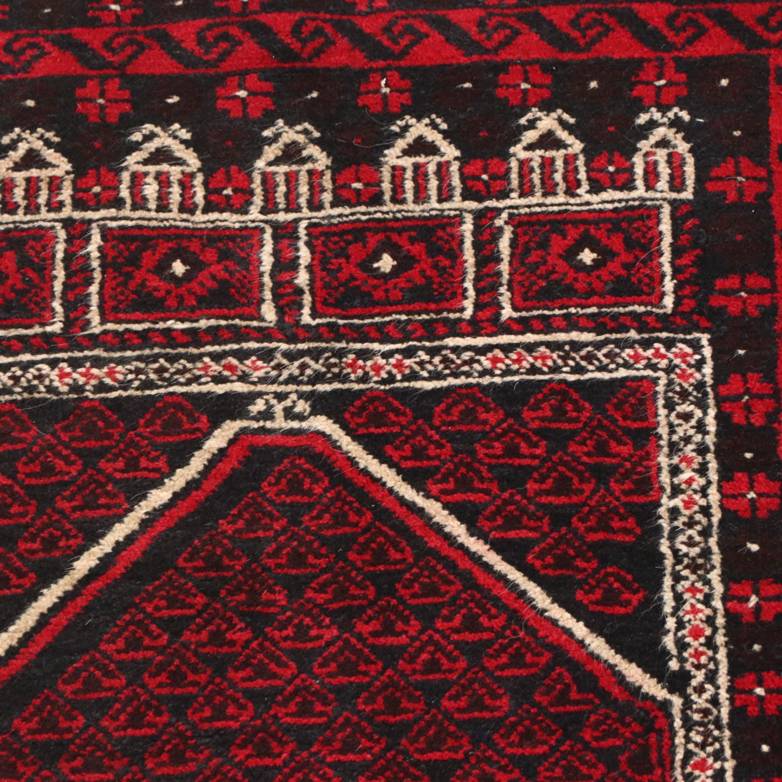 2'11 x 4'11 Hand-Knotted Afghan Baluch Prayer Rug