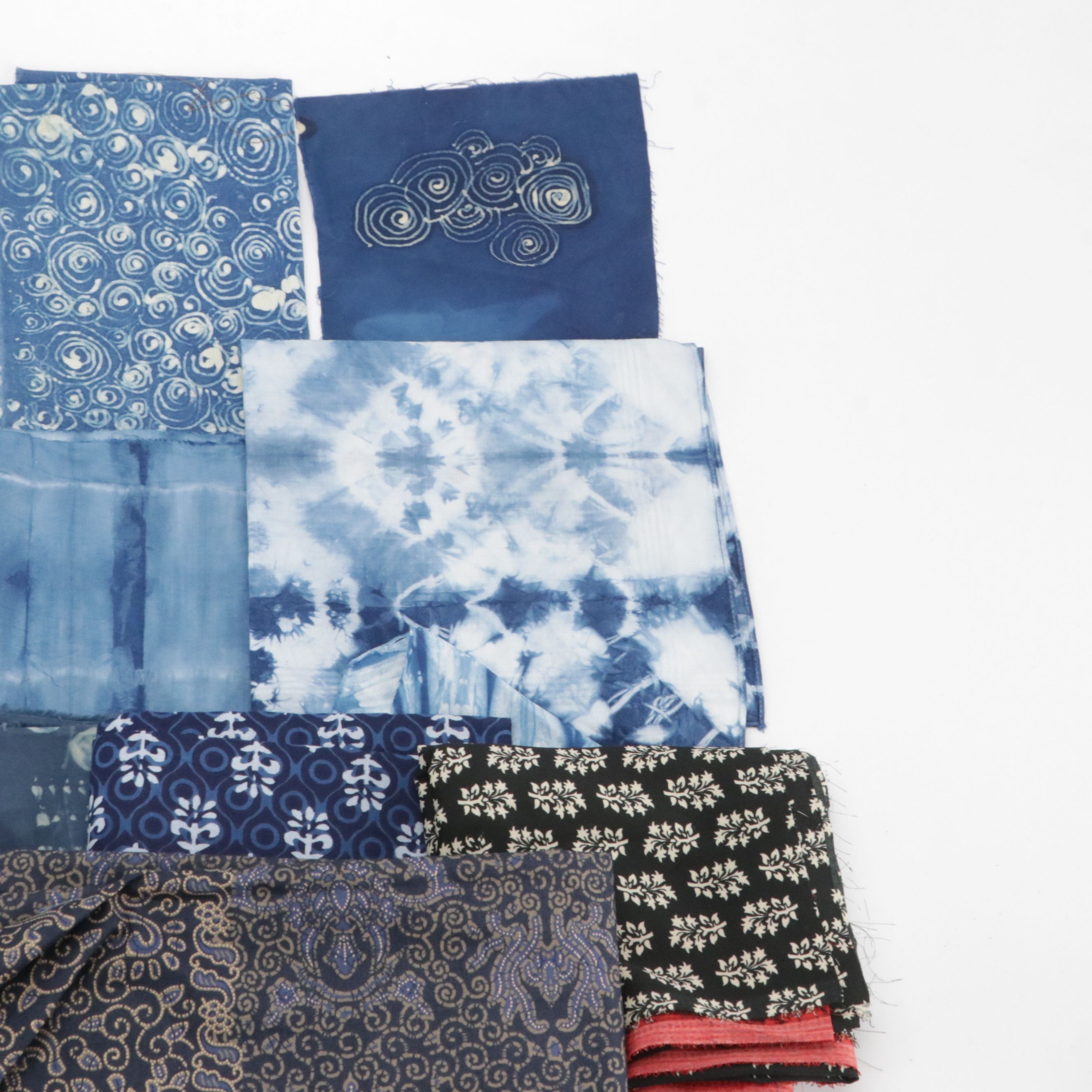 Ikat, Shibori, Blockprint and More Indigo Textile Remnants