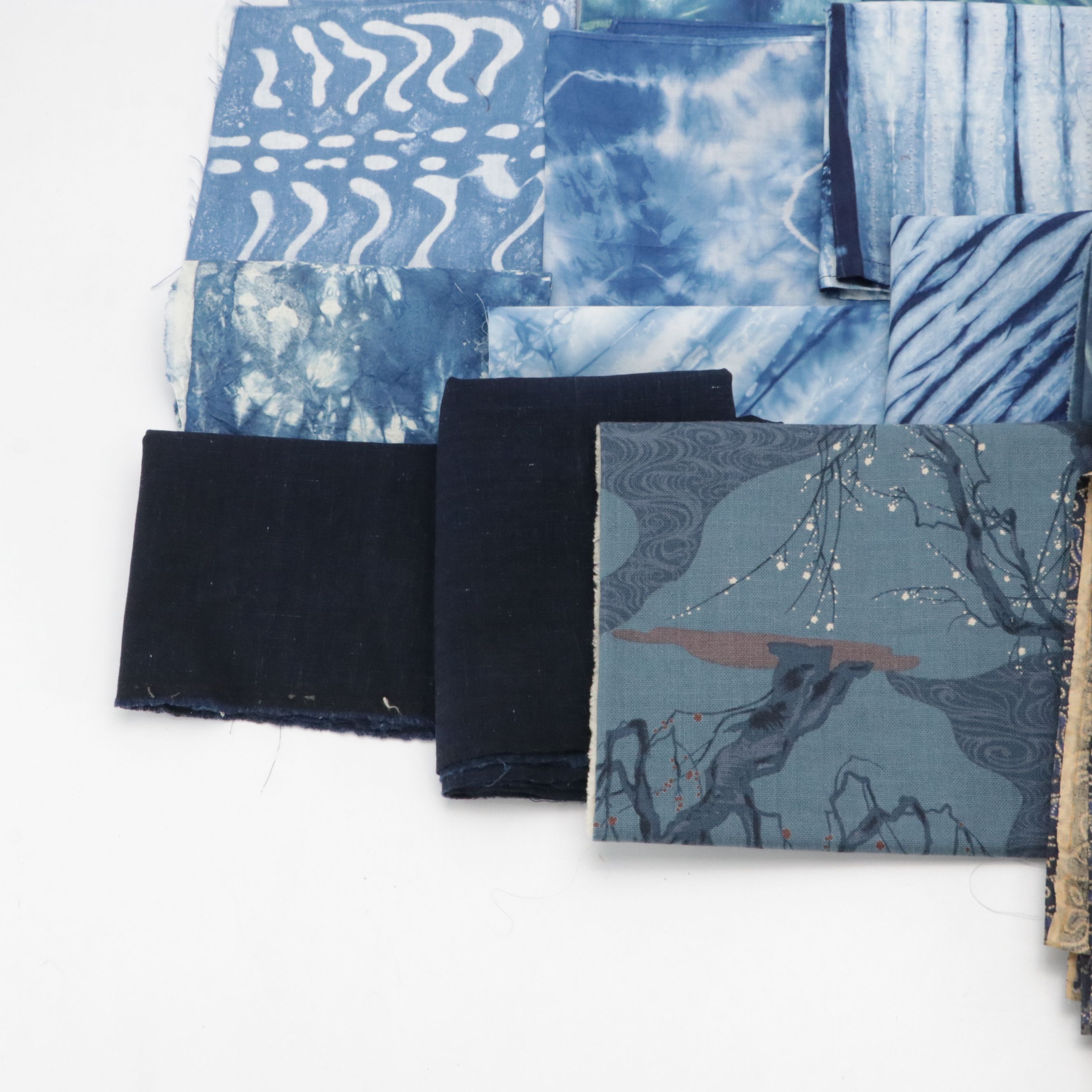 Ikat, Shibori, Blockprint and More Indigo Textile Remnants