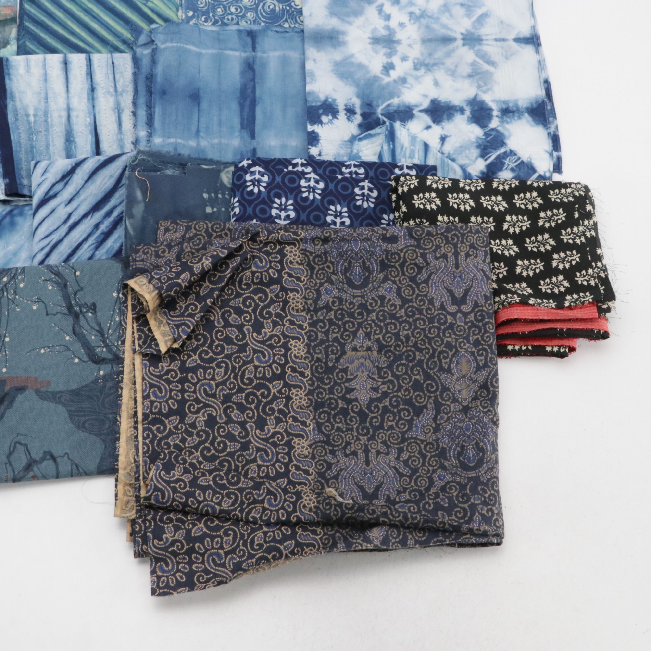Ikat, Shibori, Blockprint and More Indigo Textile Remnants