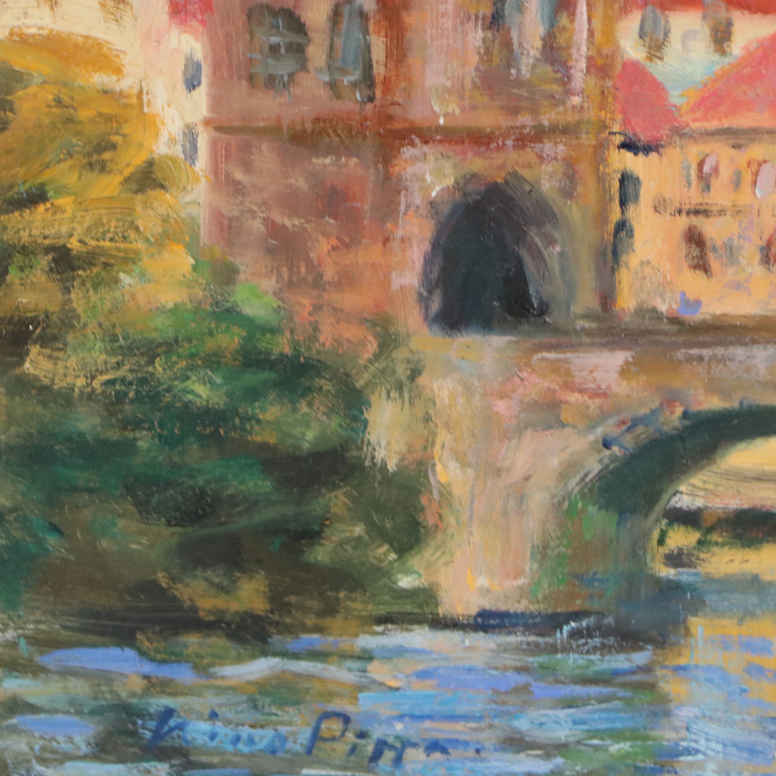 Nino Pippa Oil Painting "Prague - Charles Bridge - Fall," 2016