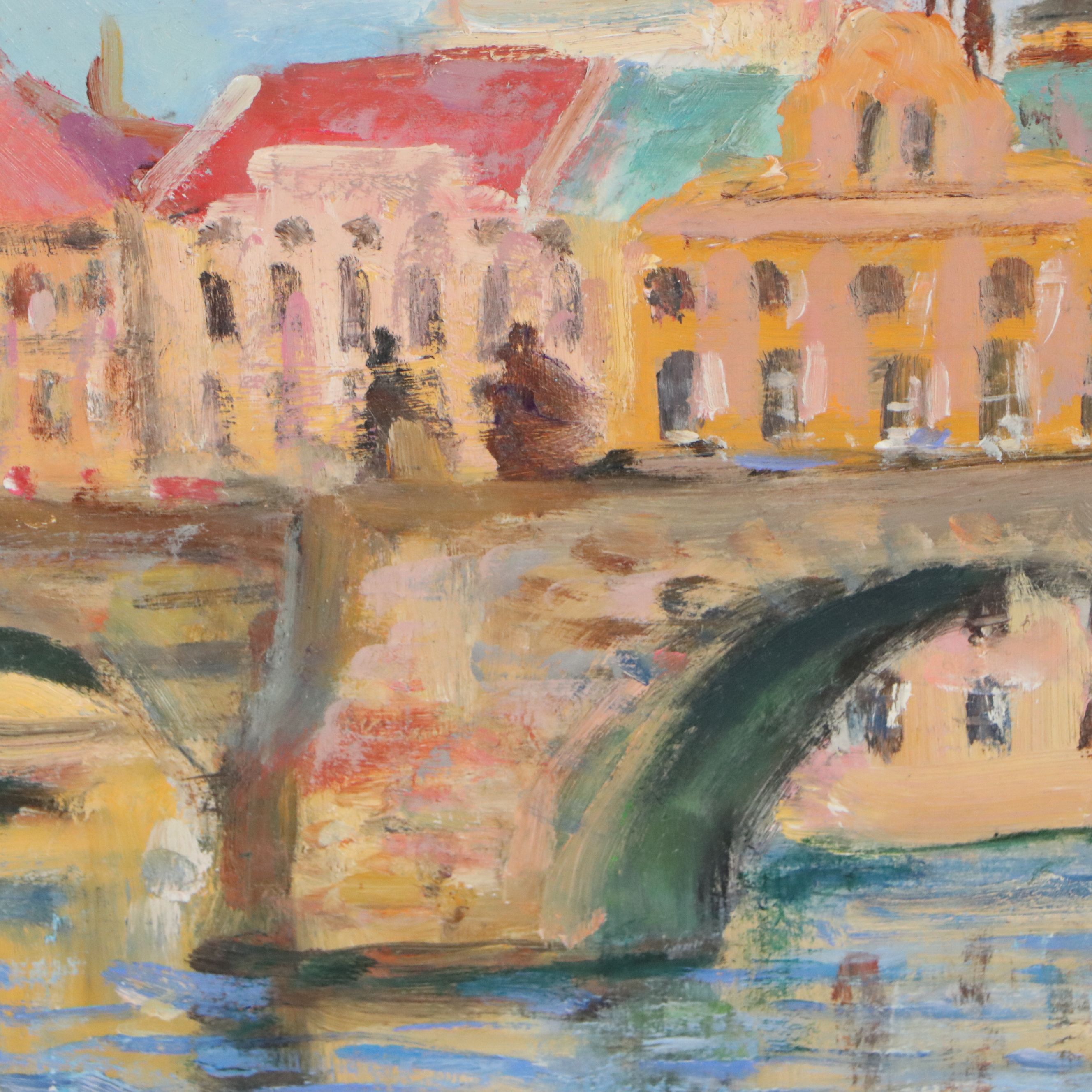 Nino Pippa Oil Painting "Prague - Charles Bridge - Fall," 2016