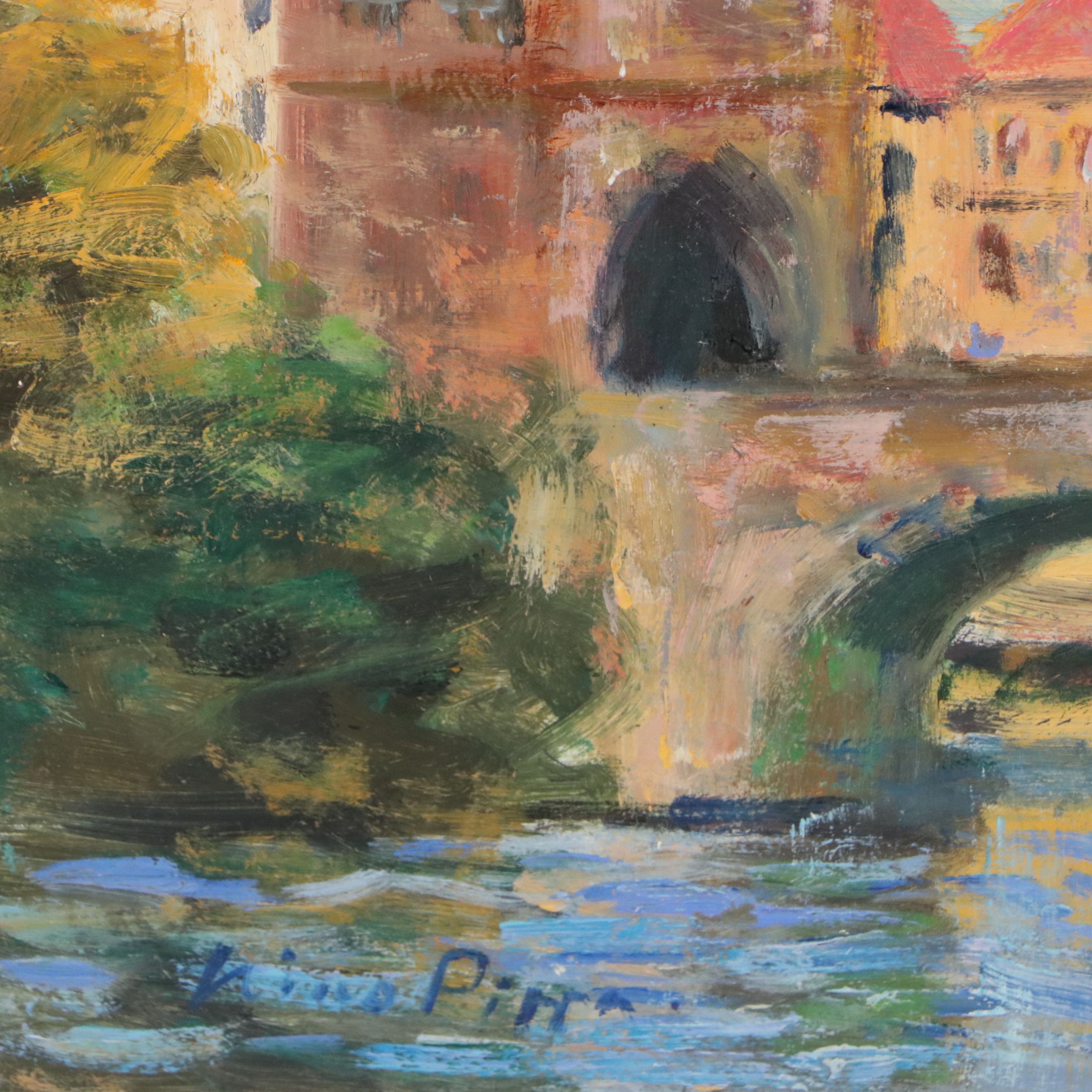 Nino Pippa Oil Painting "Prague - Charles Bridge - Fall," 2016