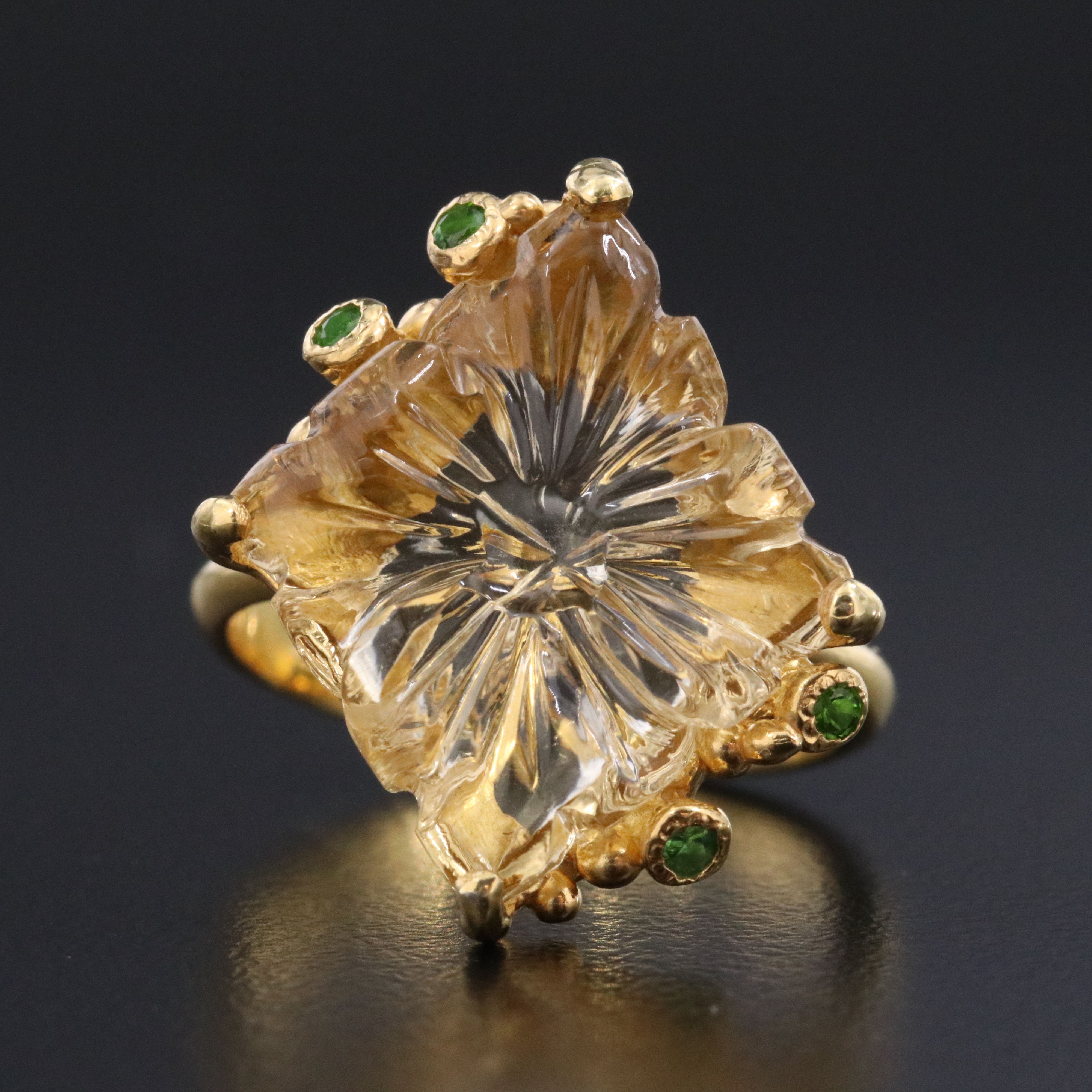 Sterling Citrine and Diopside Ring