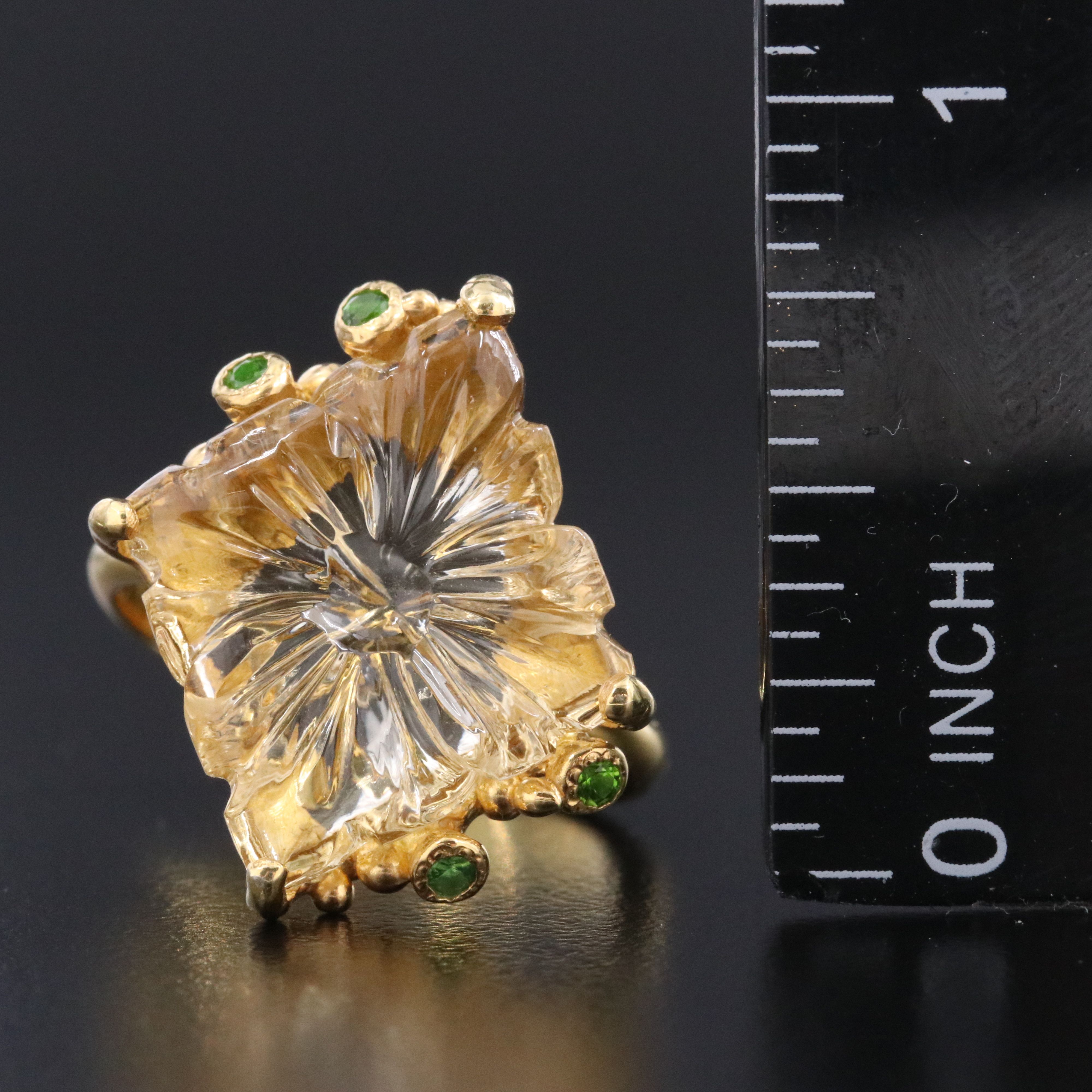 Sterling Citrine and Diopside Ring