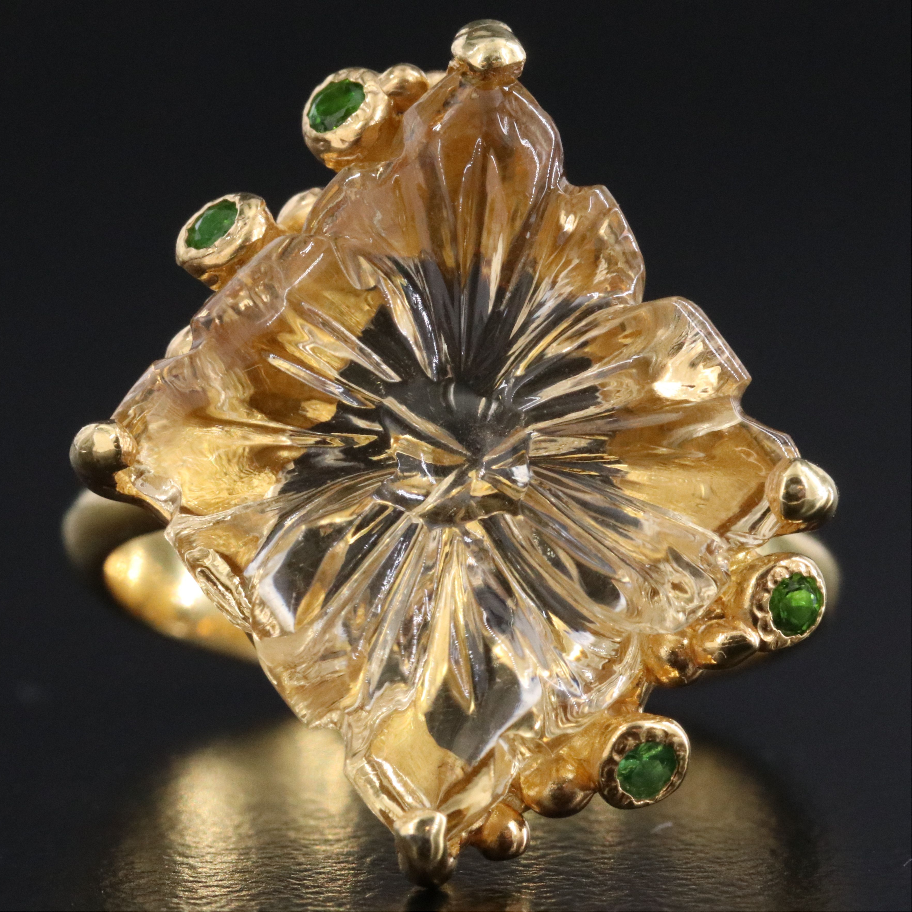 Sterling Citrine and Diopside Ring