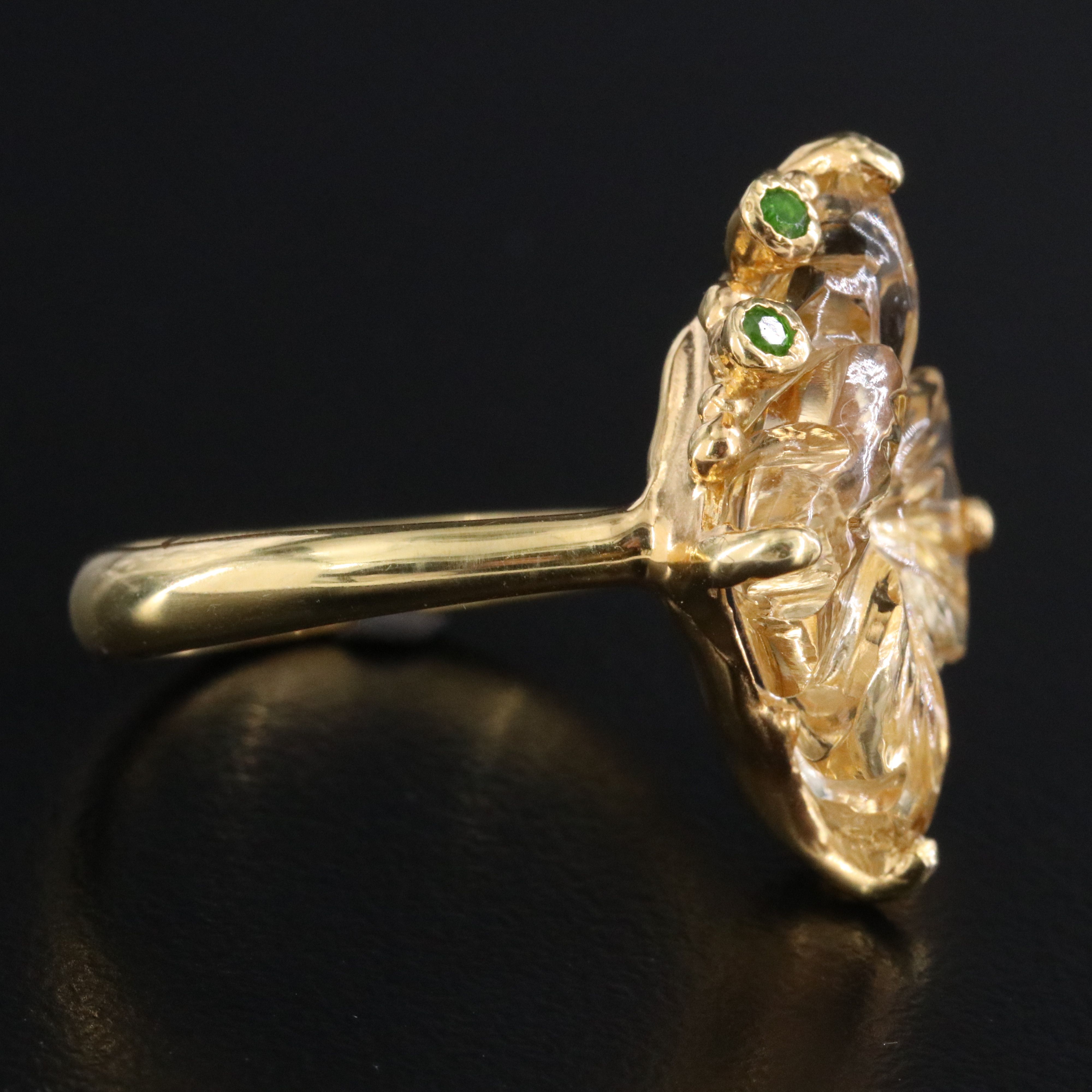 Sterling Citrine and Diopside Ring