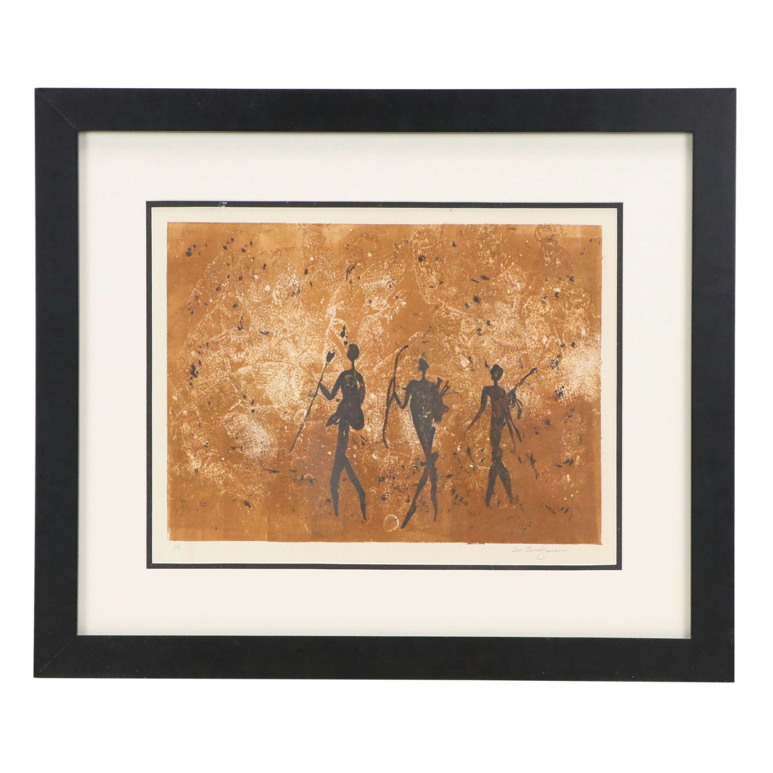 Sue Bridgeman Monotype of Figures, 20th Century