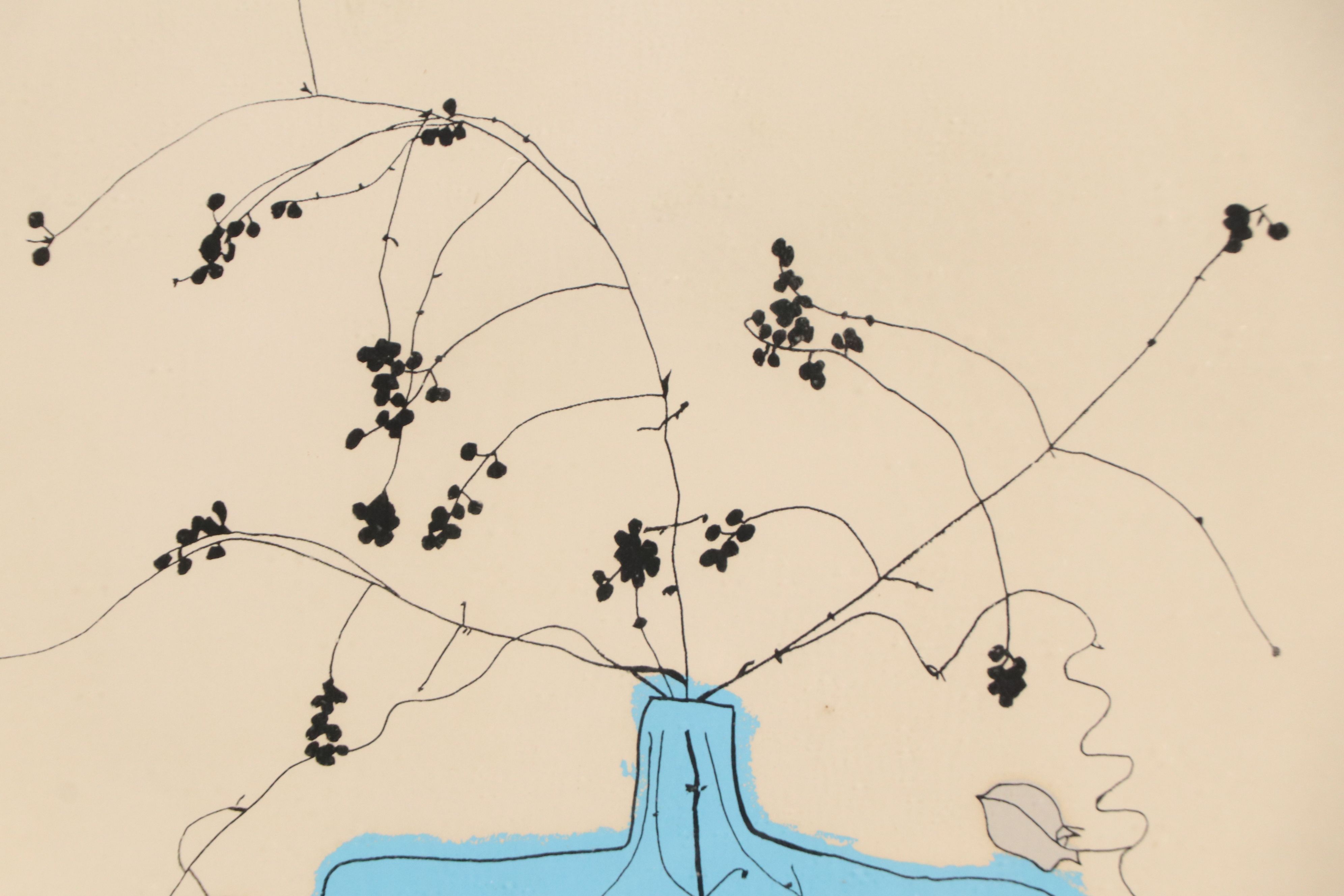 Brett Harper Serigraph of Plant Cuttings in Vase