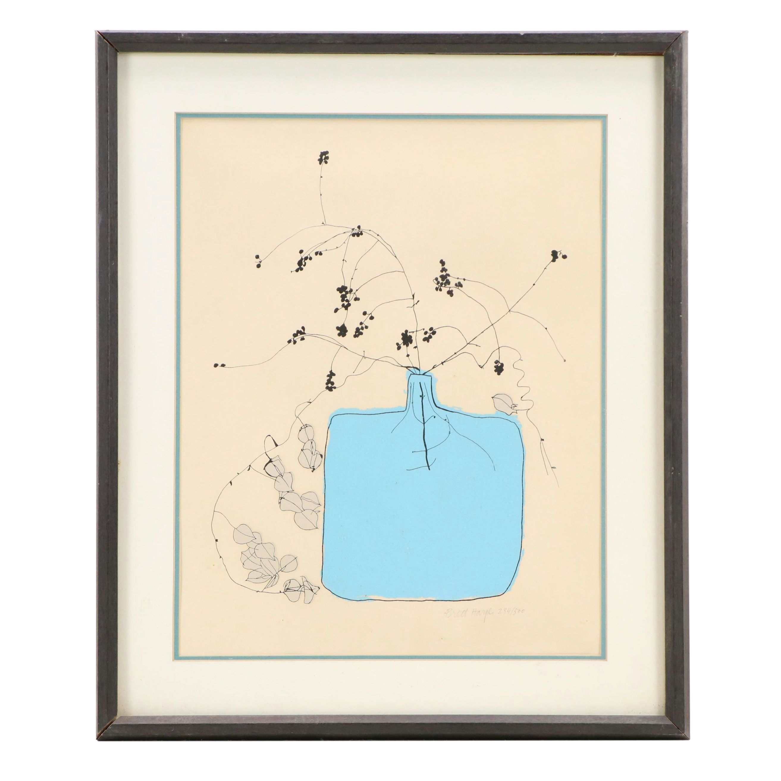 Brett Harper Serigraph of Plant Cuttings in Vase