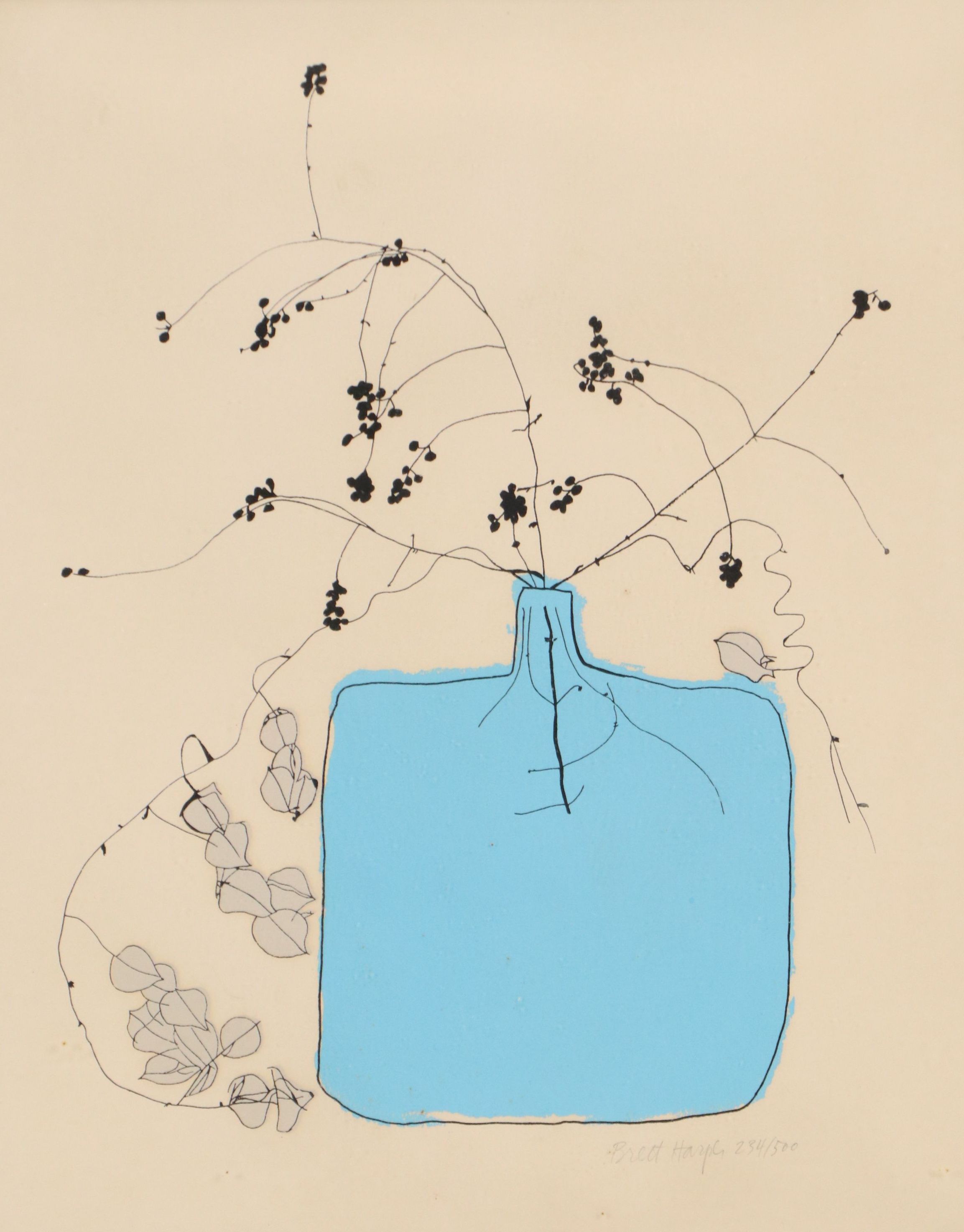 Brett Harper Serigraph of Plant Cuttings in Vase