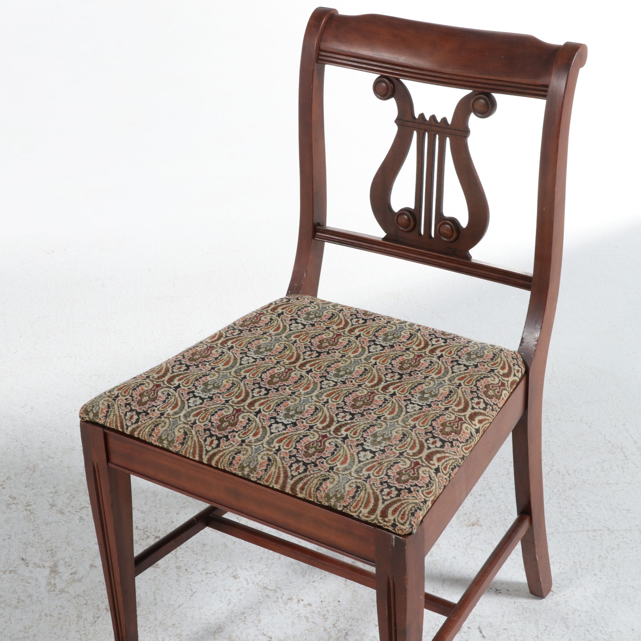 Set of Four Duncan Phyfe Style Mahogany Side Chairs with Lyre Backs