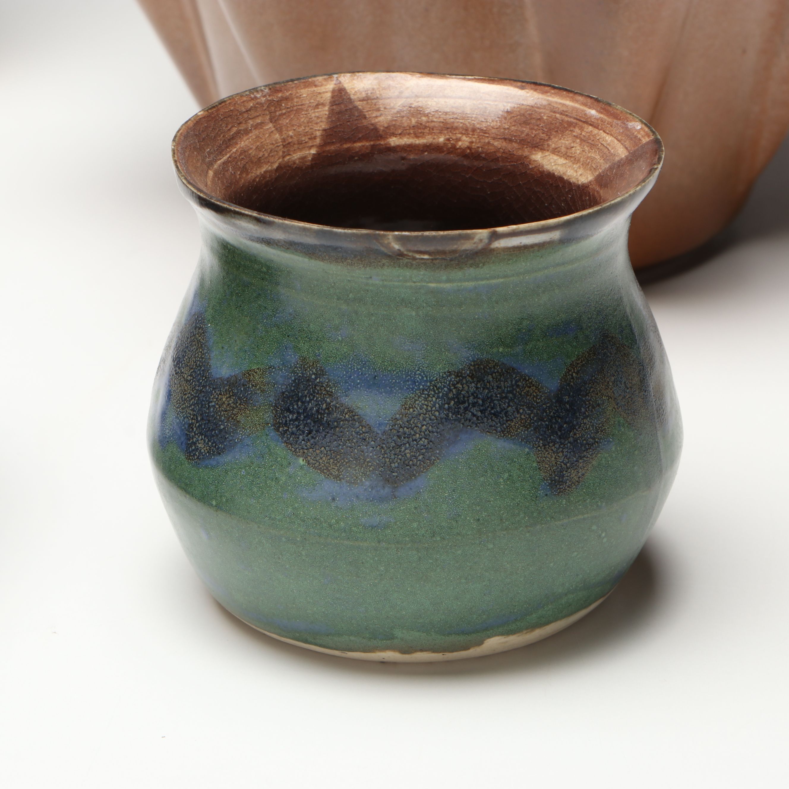 Frankoma Fluted Bowl with Other Studio Art Pottery Bowls and Vases