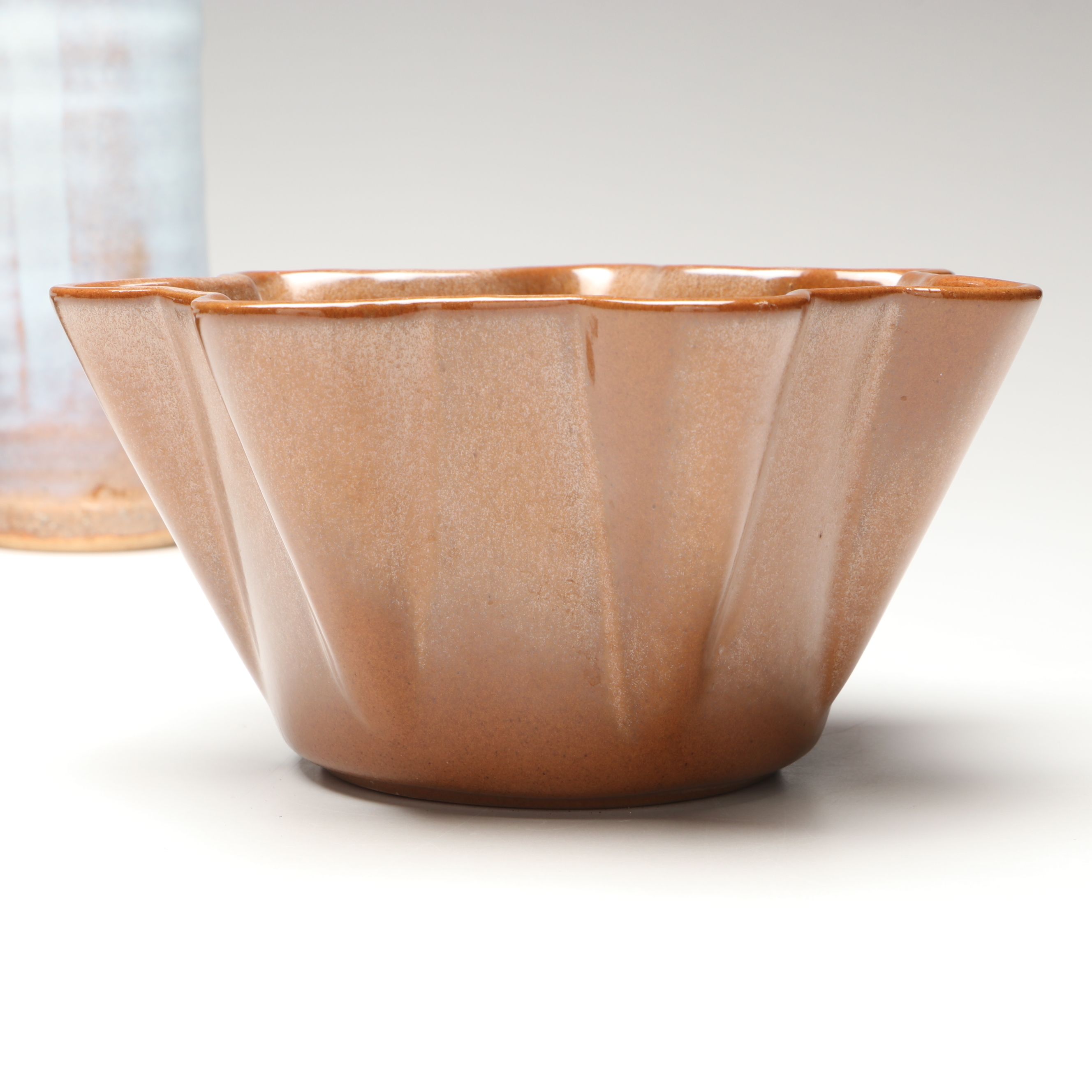 Frankoma Fluted Bowl with Other Studio Art Pottery Bowls and Vases