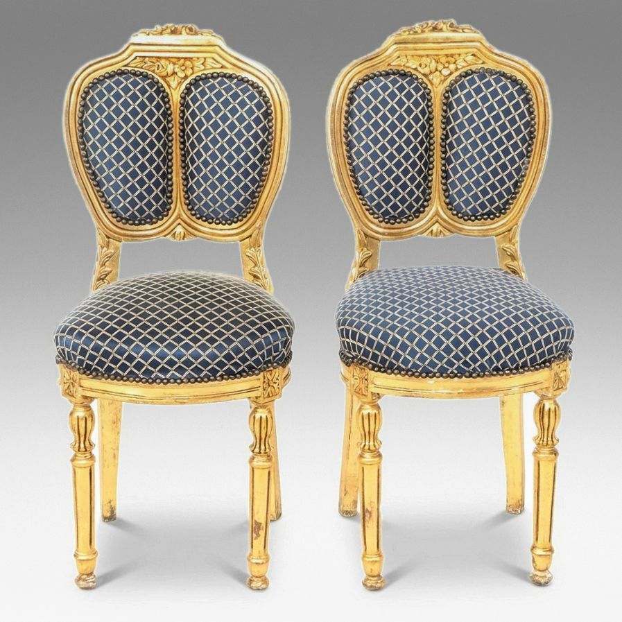 Pair of Louis XVI Style Giltwood Side Chairs, 20th Century