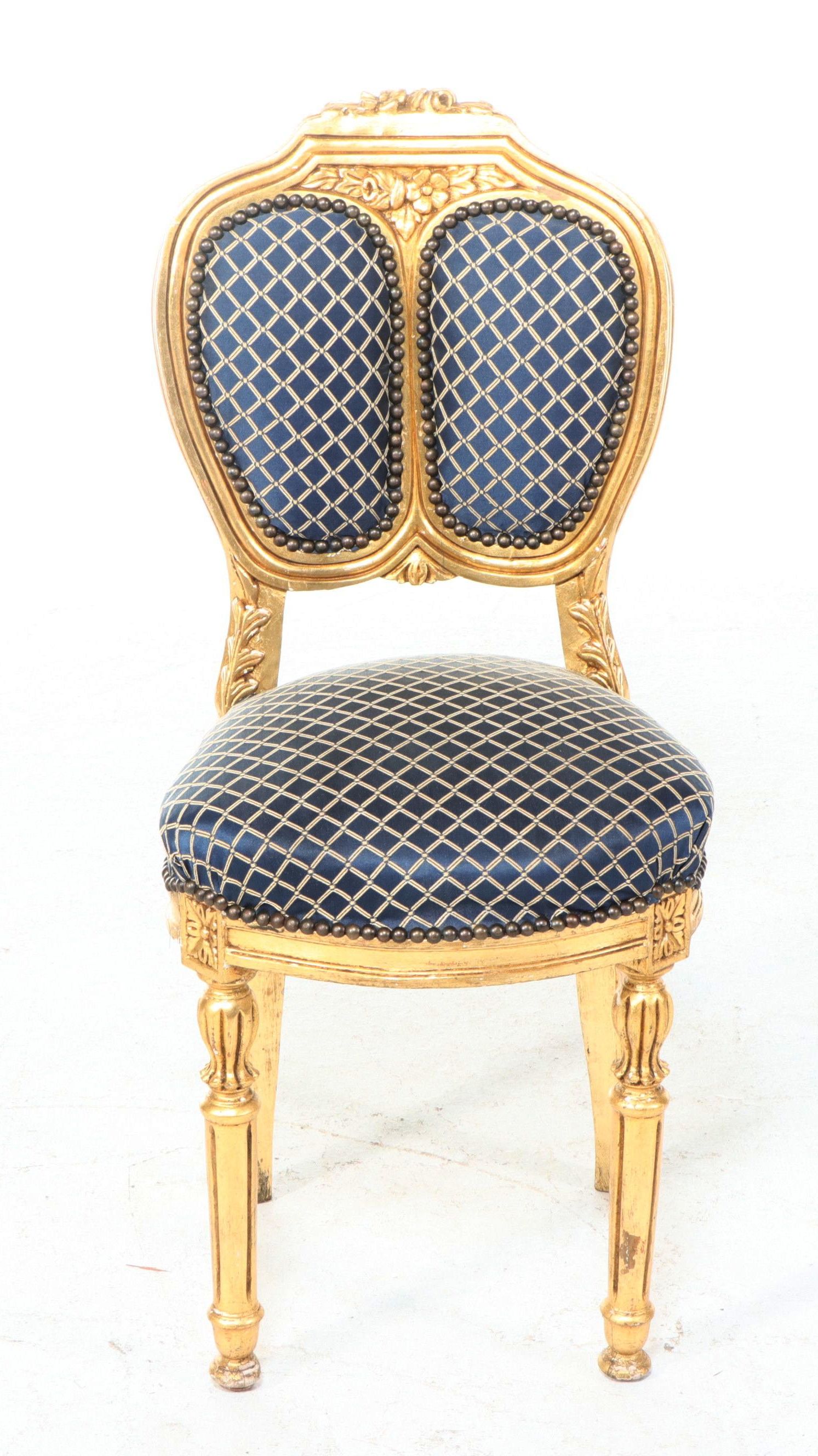 Pair of Louis XVI Style Giltwood Side Chairs, 20th Century