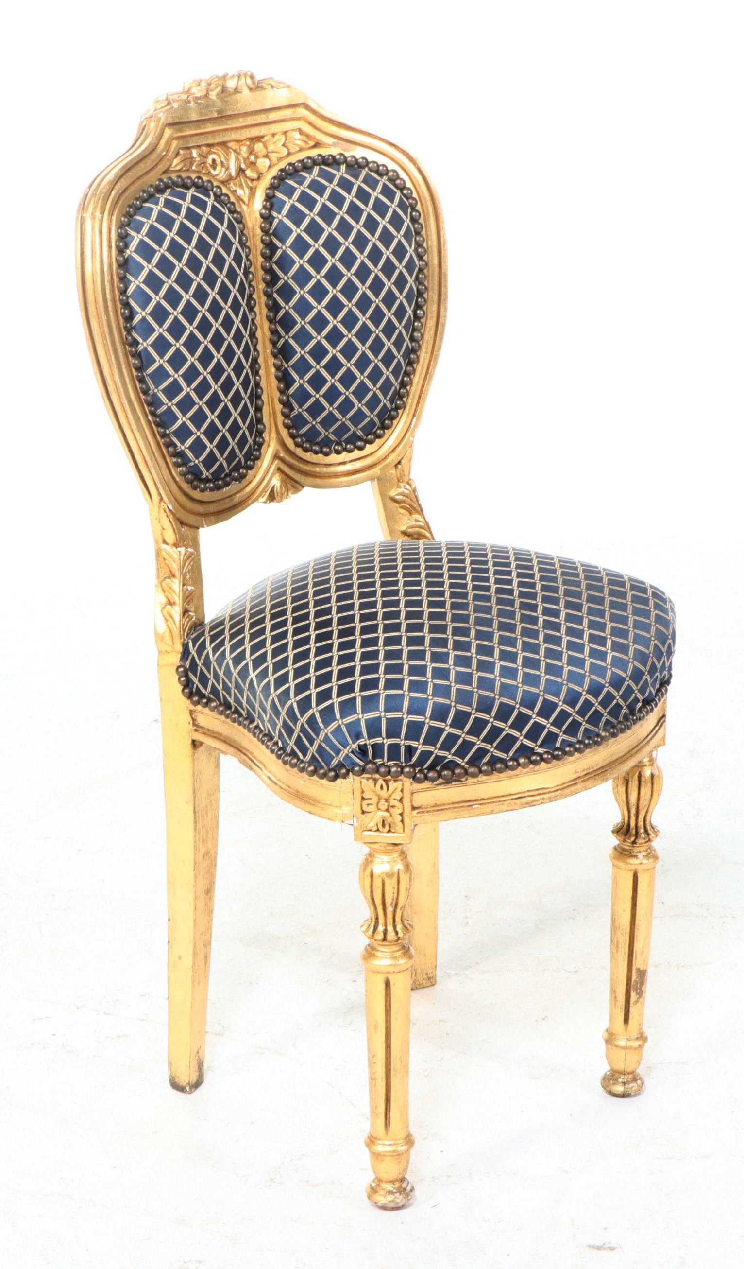 Pair of Louis XVI Style Giltwood Side Chairs, 20th Century