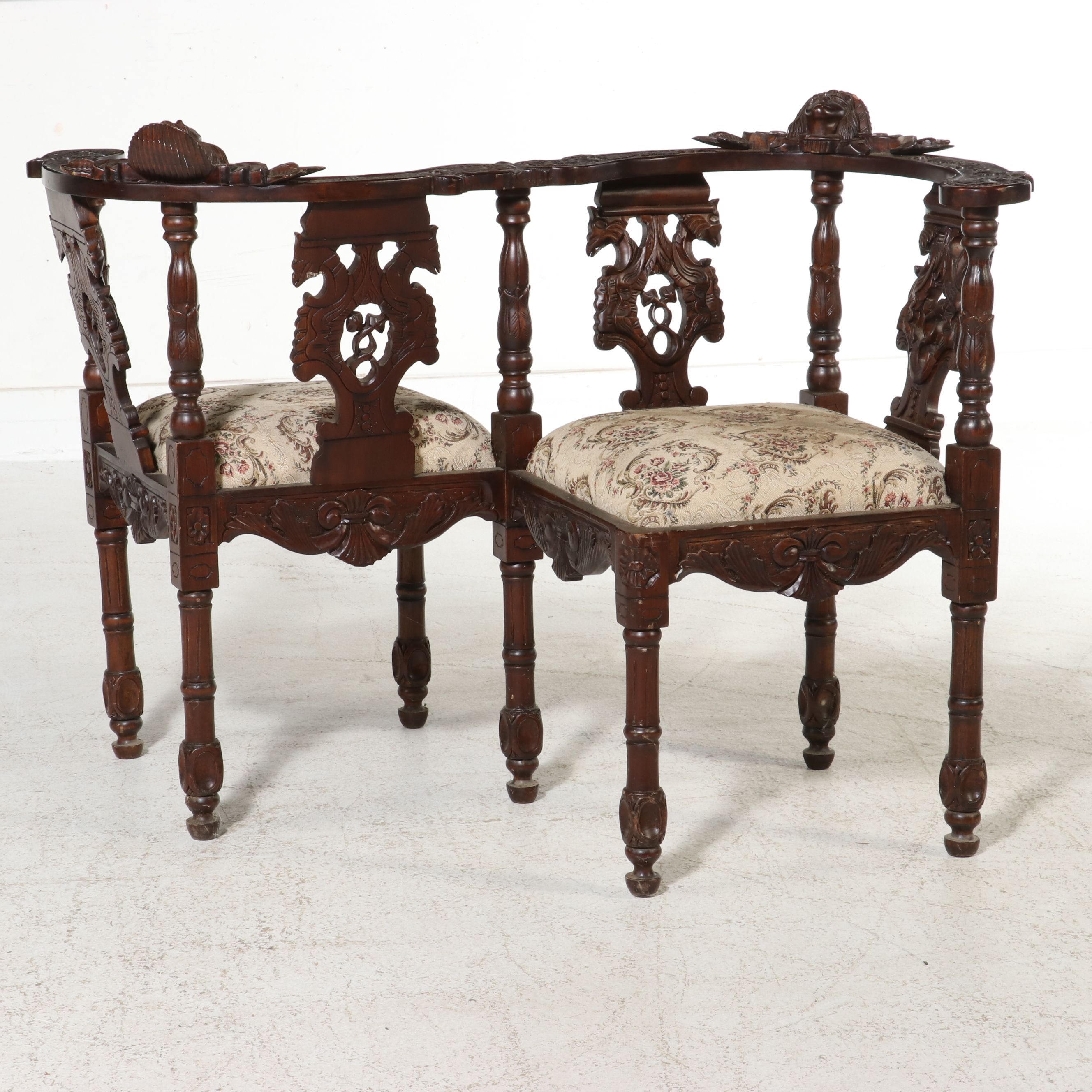 Victorian Carved Mahogany Tête-à-Tête