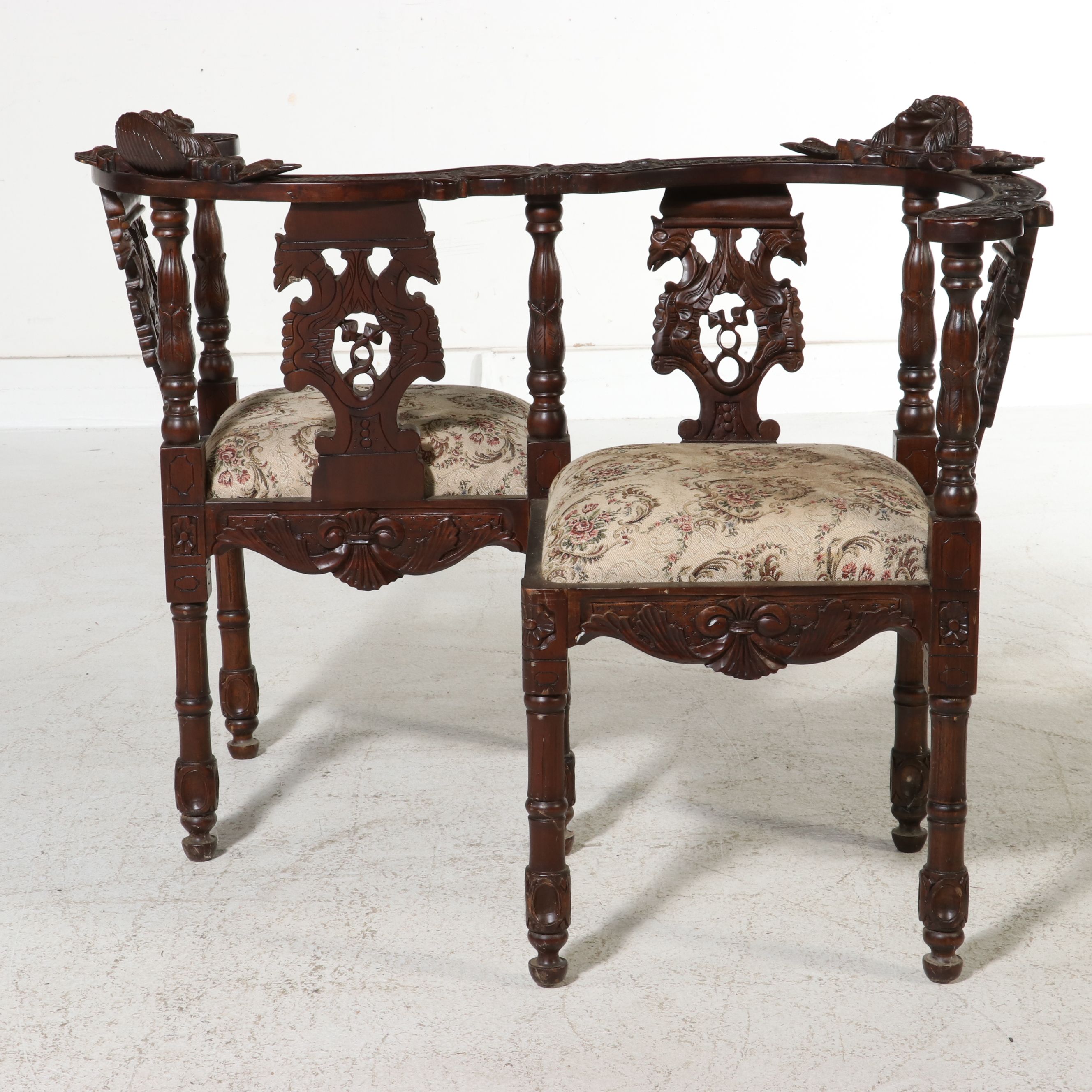 Victorian Carved Mahogany Tête-à-Tête