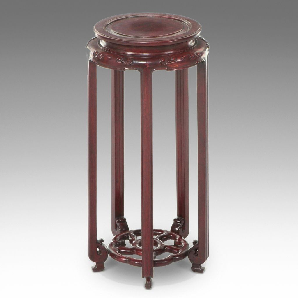 Chinese Carved Rosewood Plant Stand