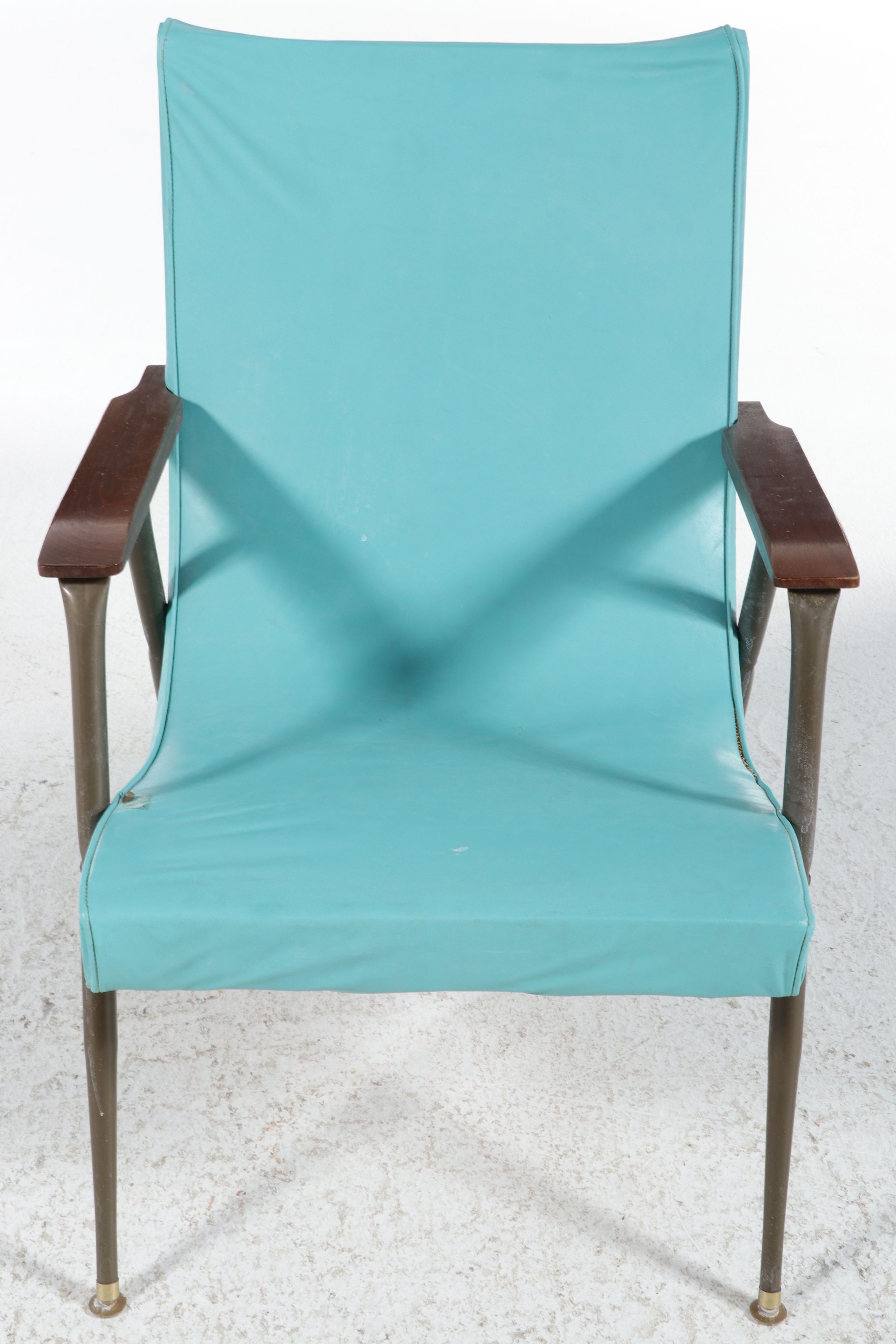 Mid Century Modern Turquoise Vinyl Lounge Chair