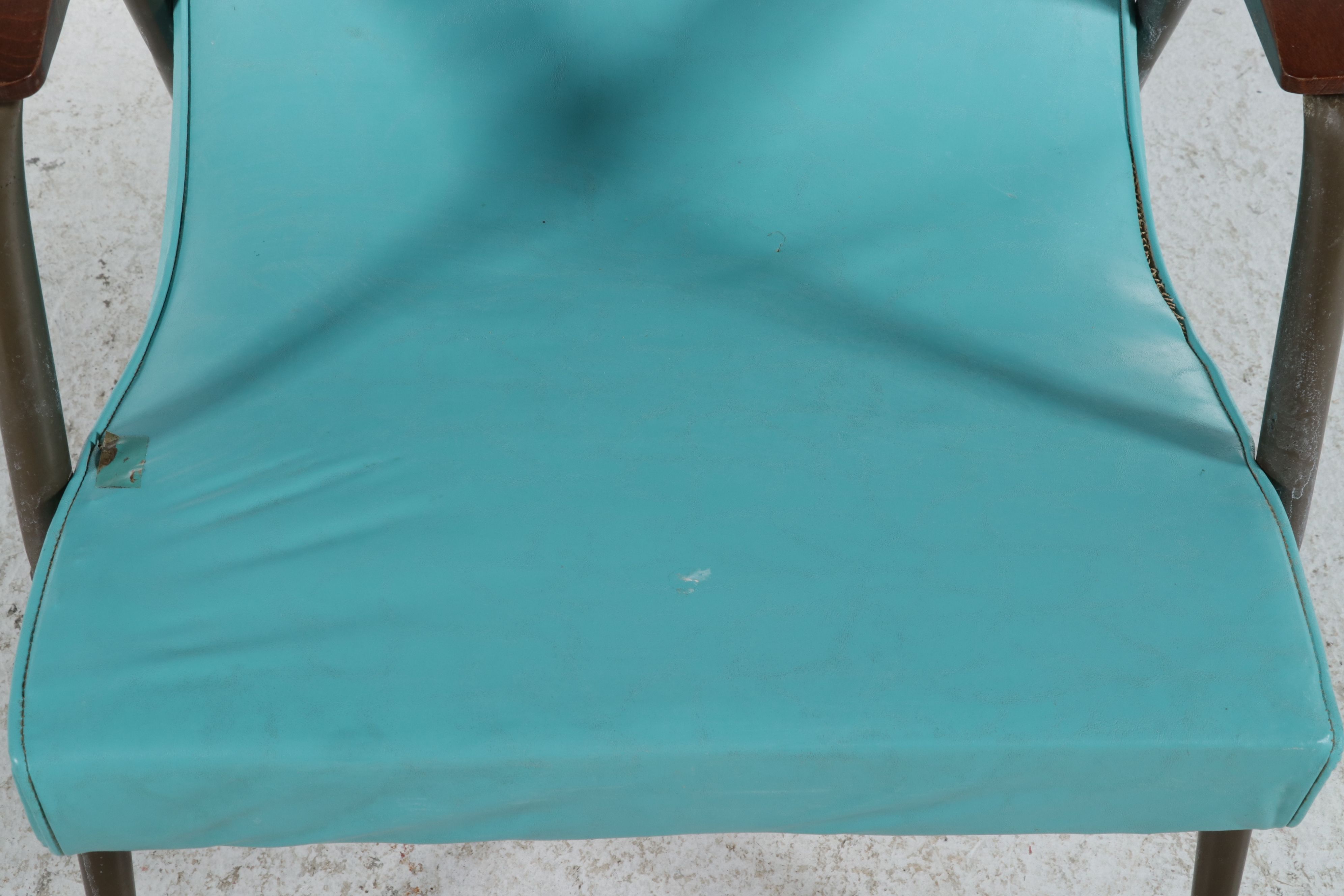 Mid Century Modern Turquoise Vinyl Lounge Chair
