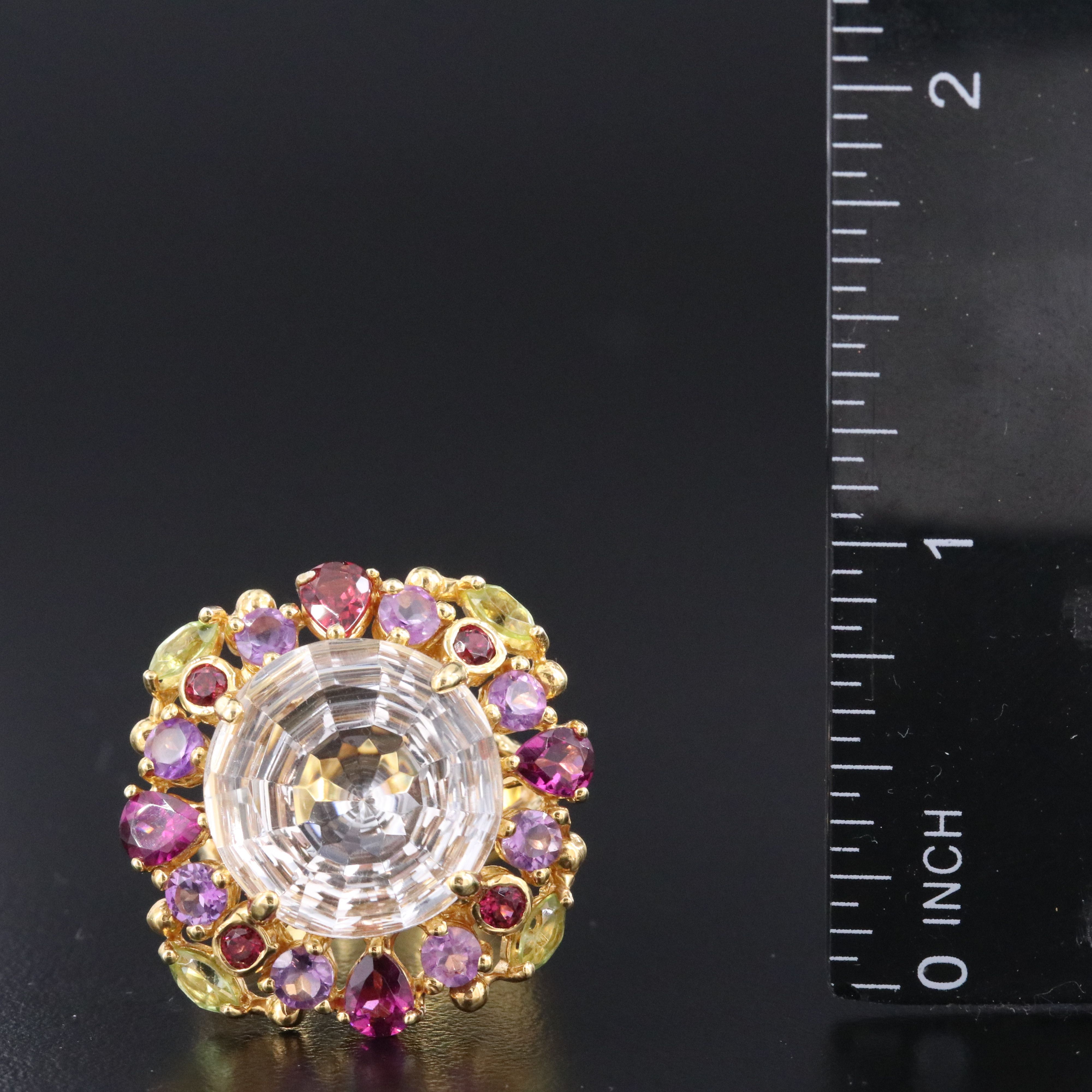 Sterling Rock Crystal and Amethyst Ring