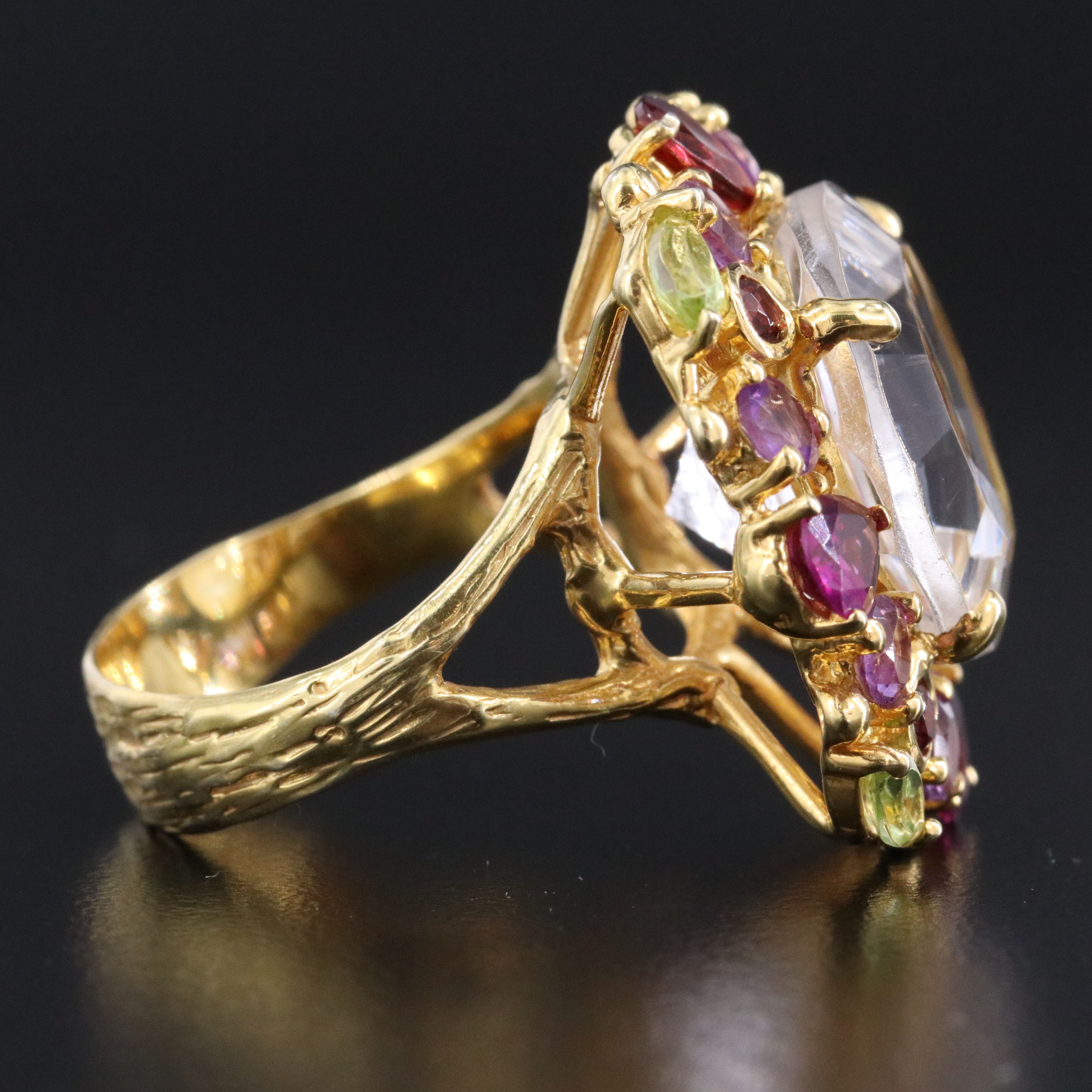 Sterling Rock Crystal and Amethyst Ring