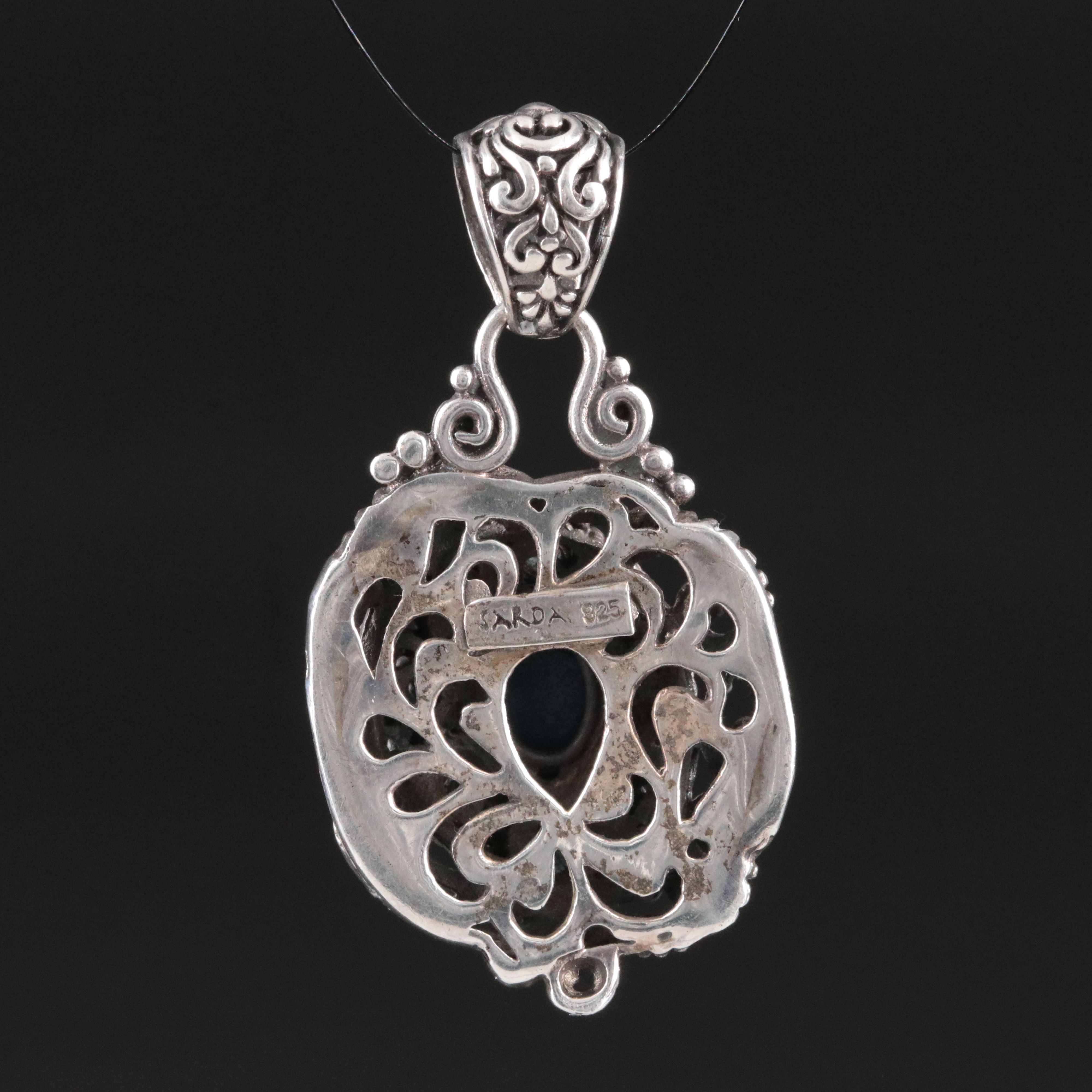 Sarda Sterling Star Sapphire and Swiss Blue Topaz Pendant