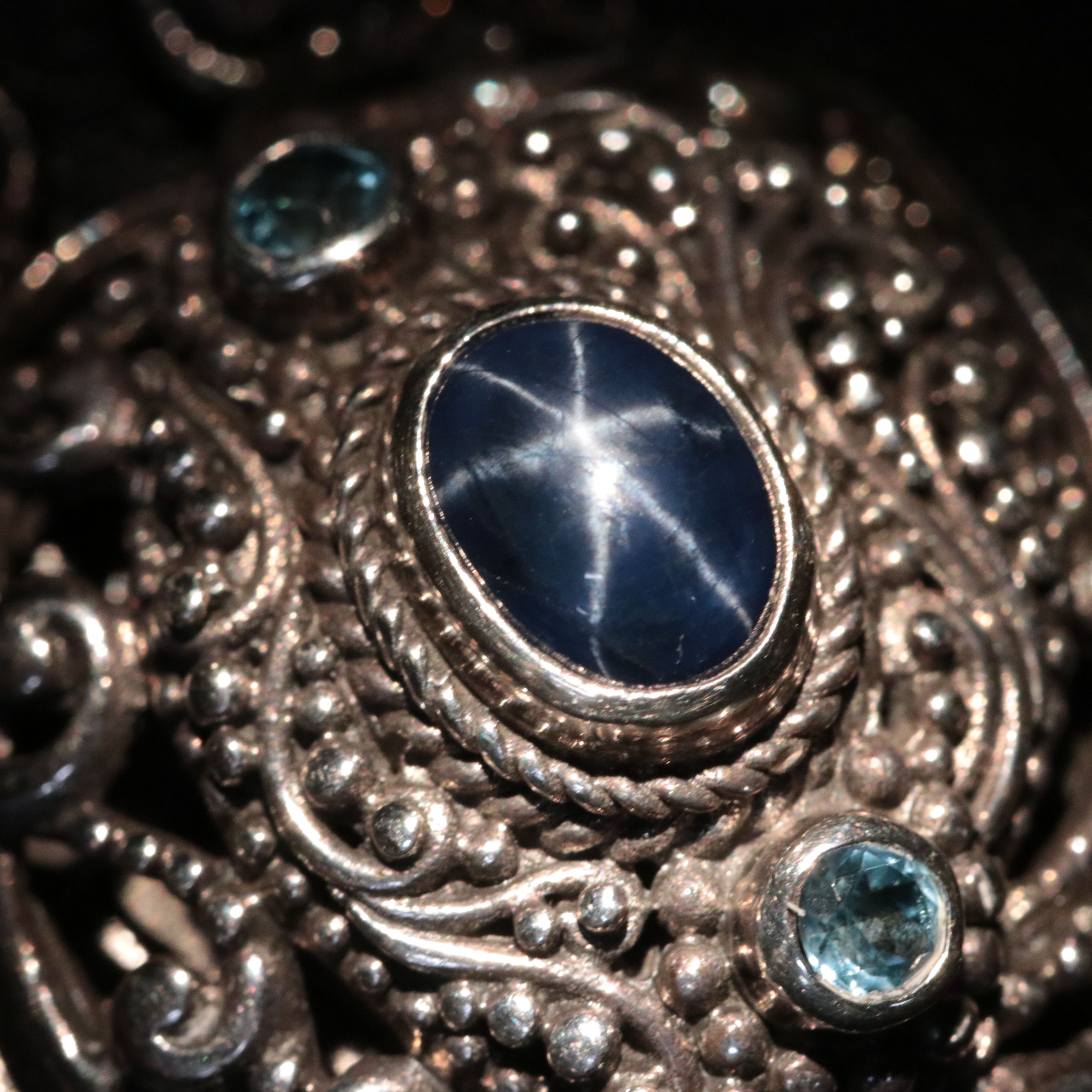 Sarda Sterling Star Sapphire and Swiss Blue Topaz Pendant