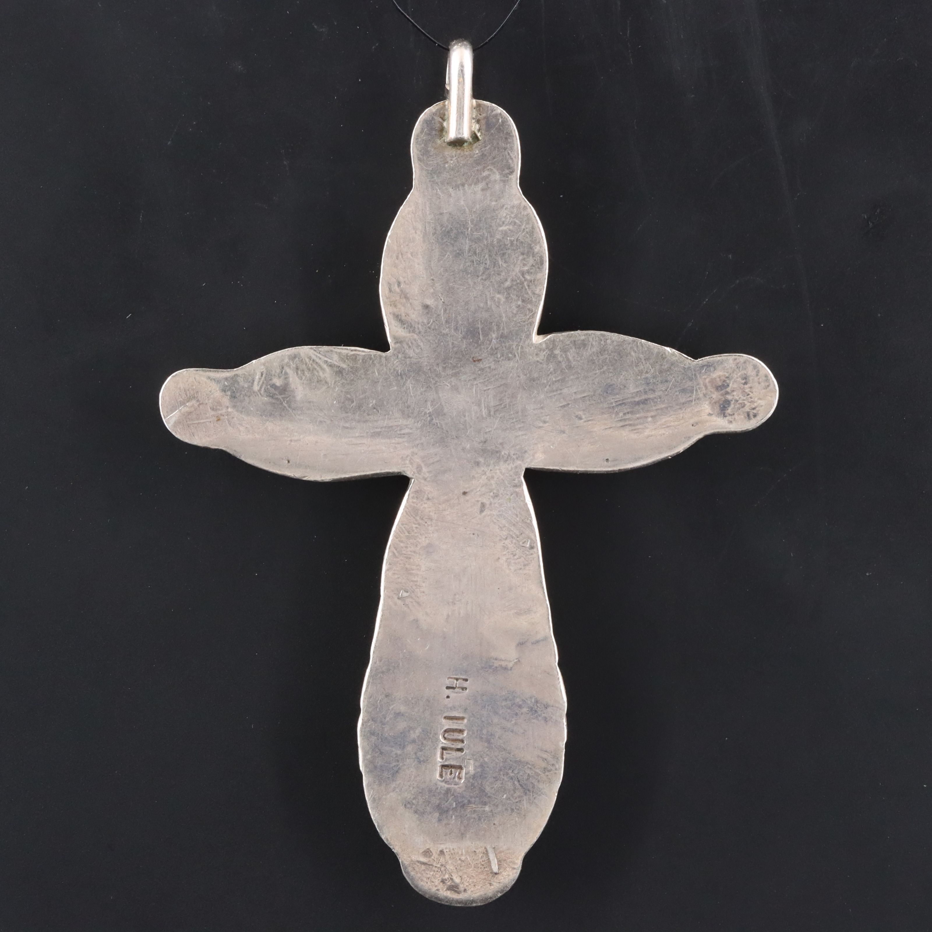 Zuni Horace Iule Sterling Turquoise Cross Pendant