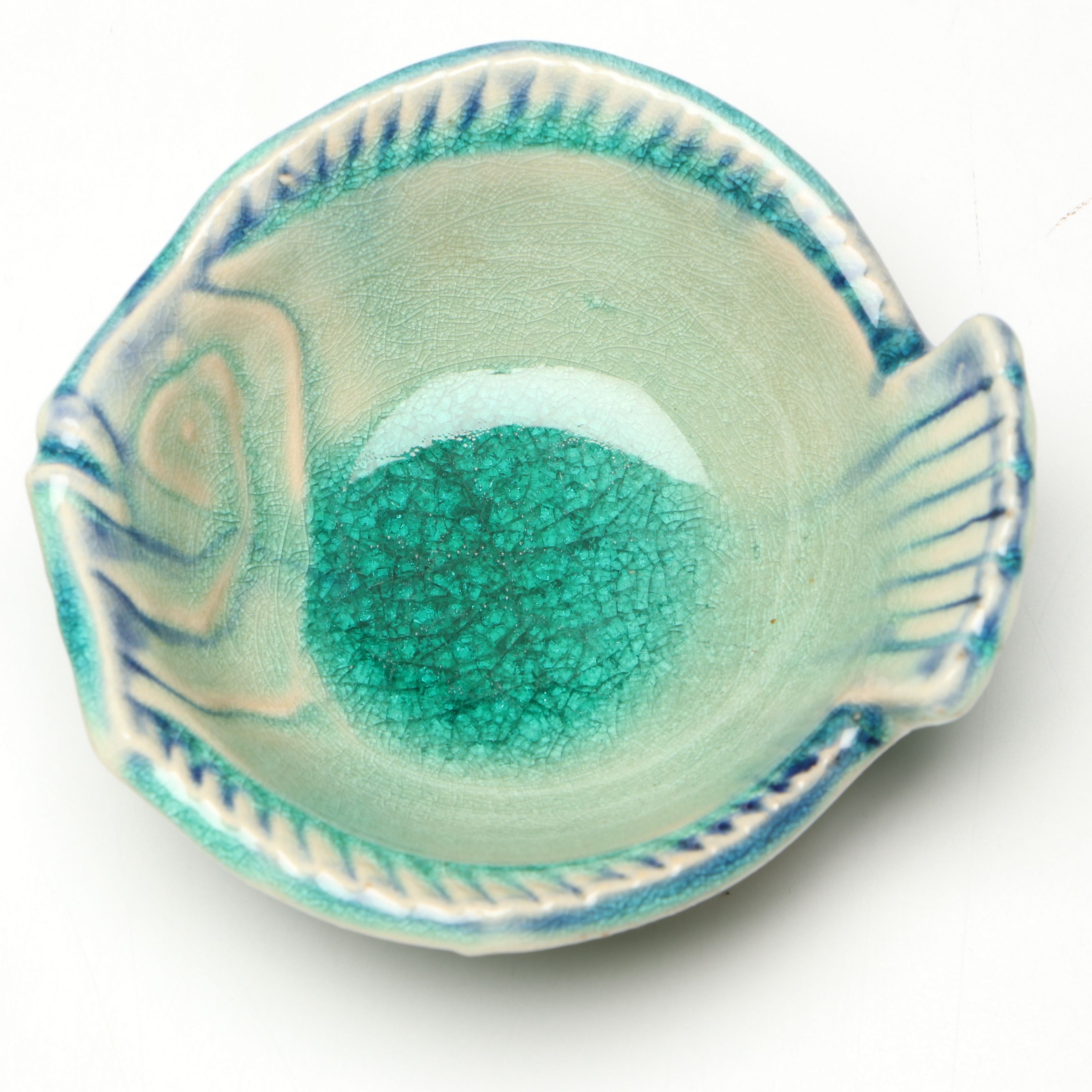 Japanese Art Pottery Ikebana Flower Frog with Vase, Trays, and More Tableware